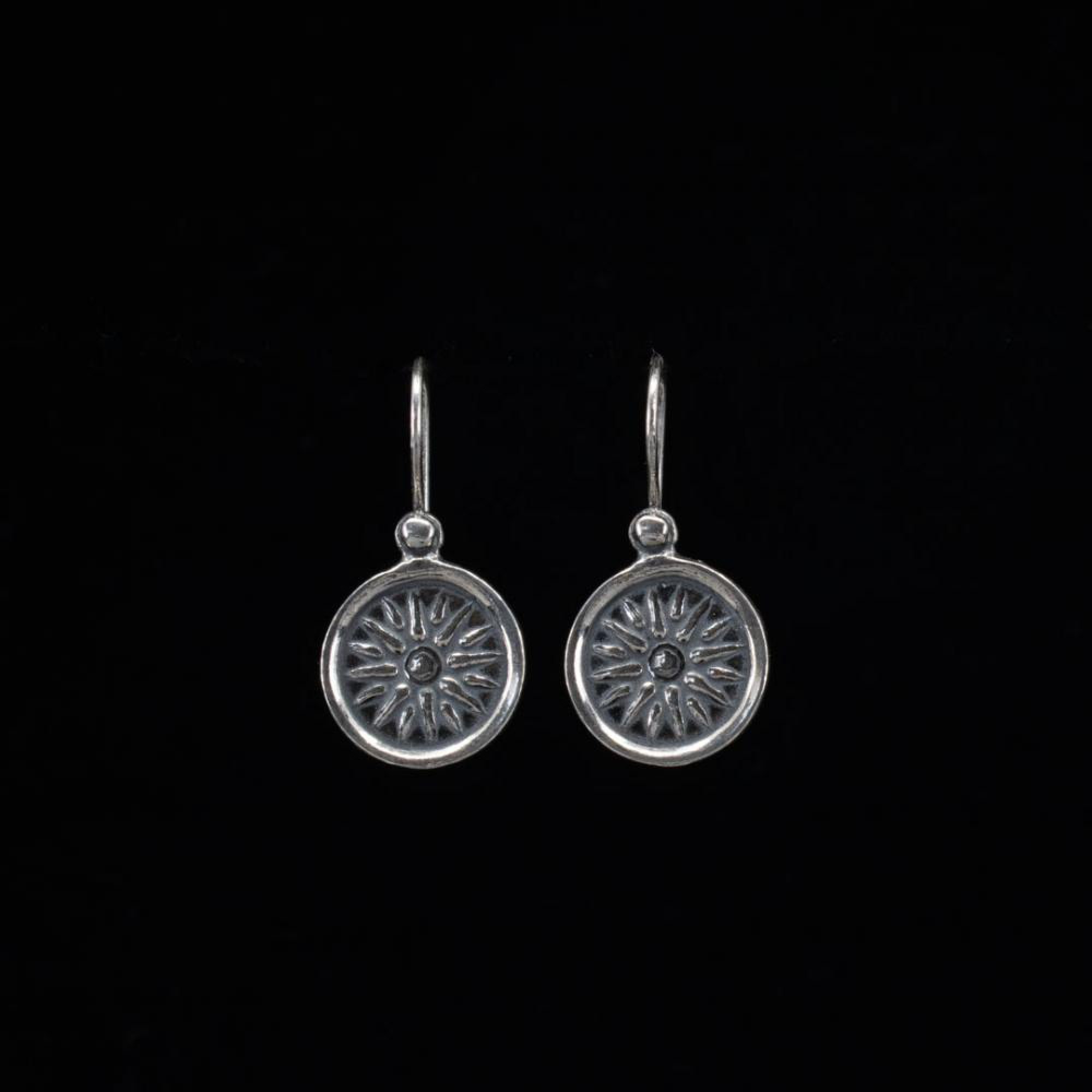 Oxidised Vergina star dangle earrings