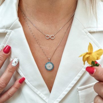 Eye pendant necklace with zircon stones