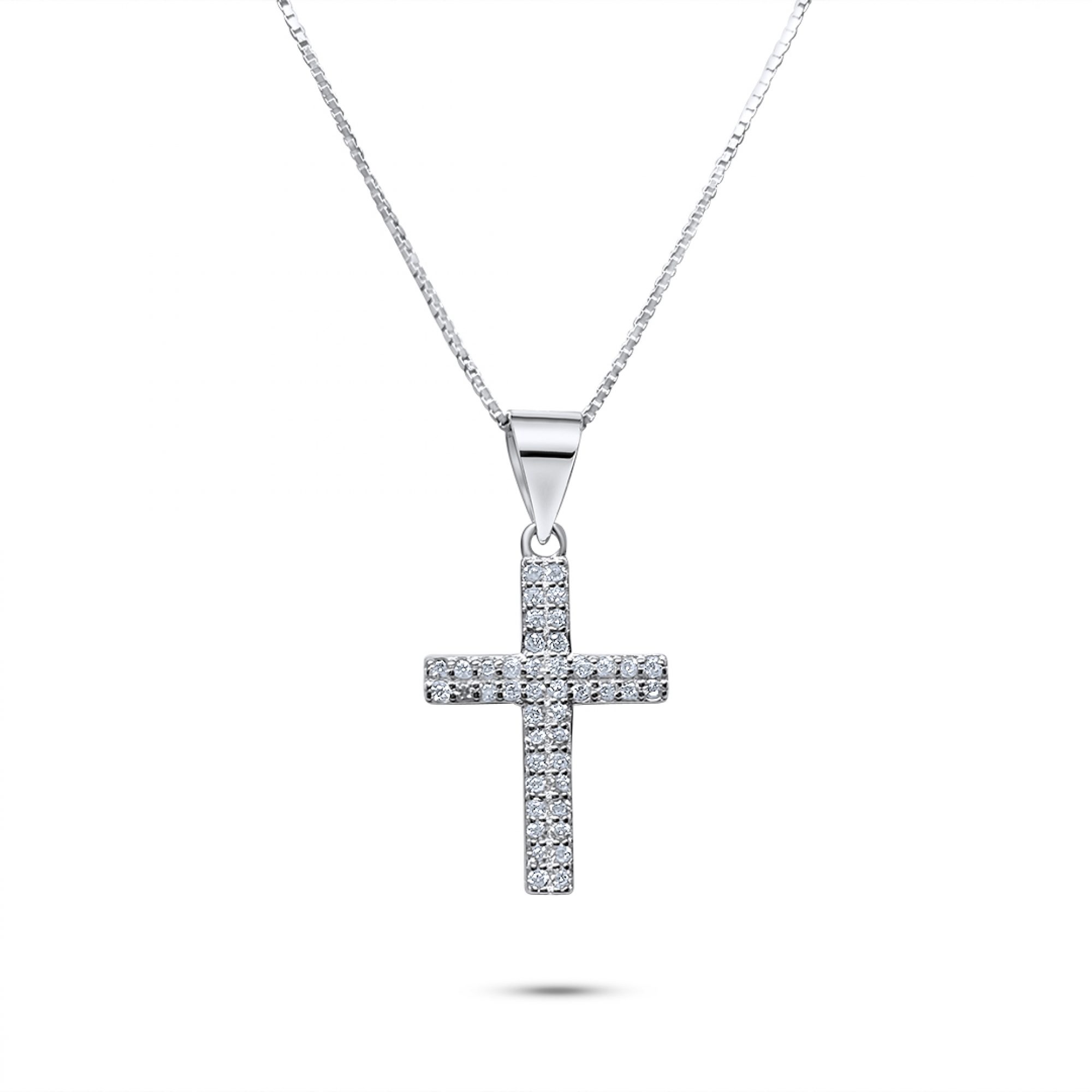 Cross necklace with zircon stones