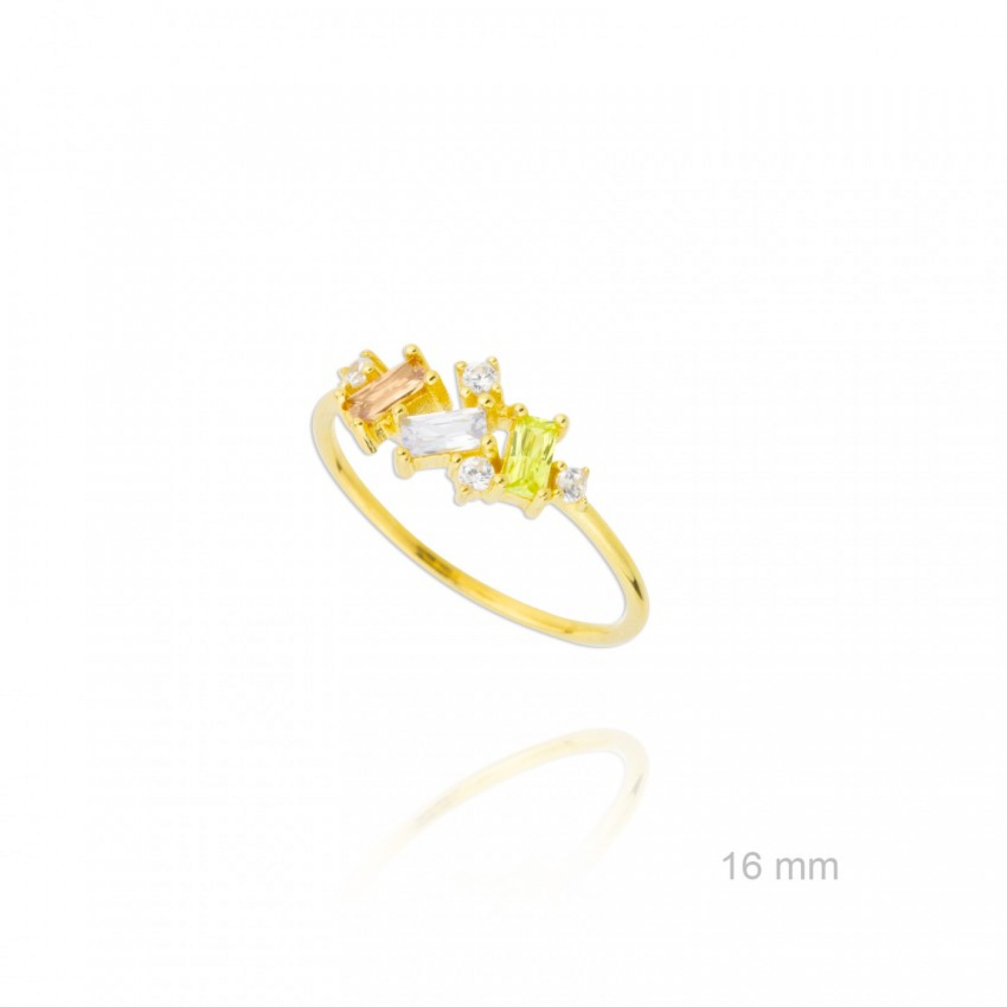 Gold plated ring with natural zircon stones