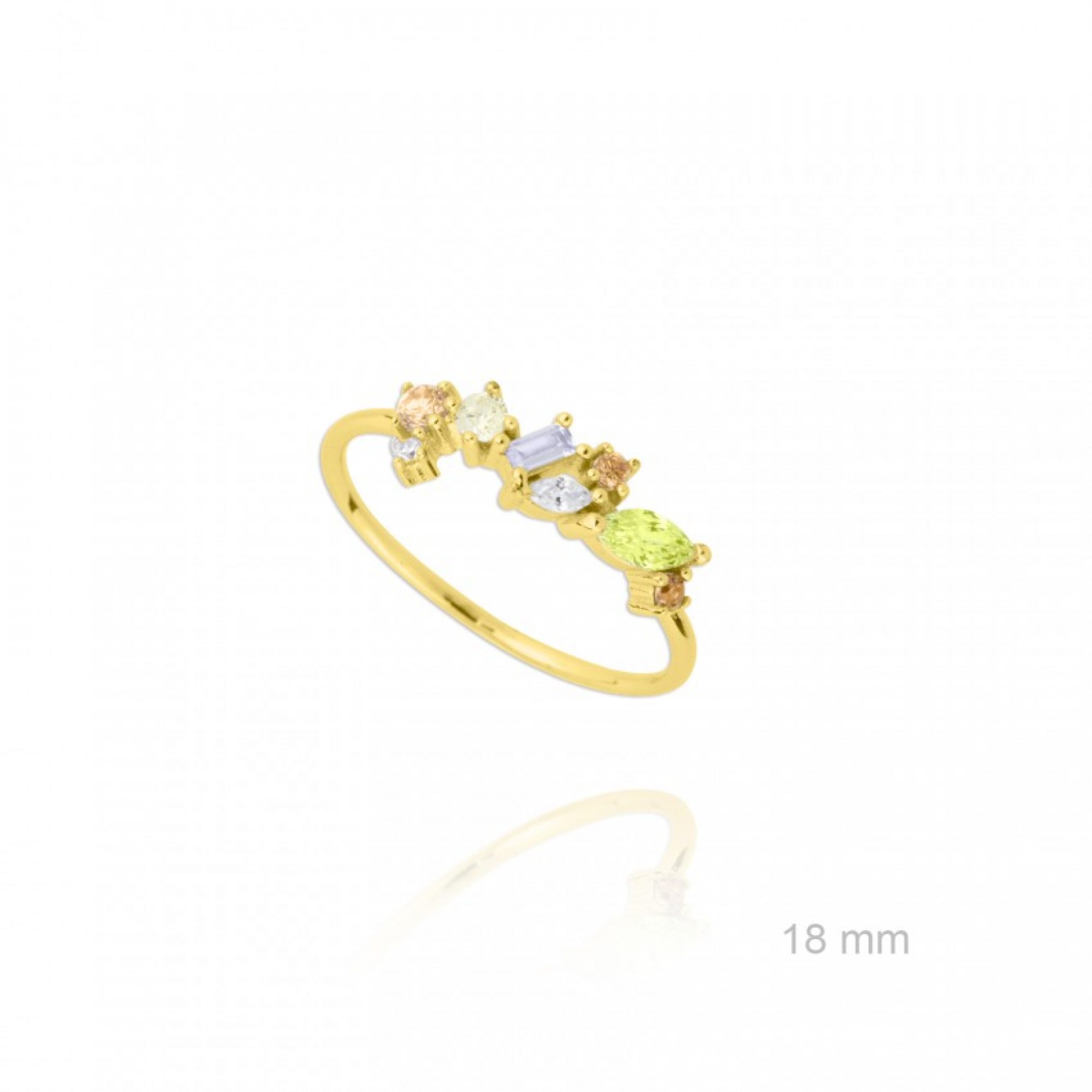 Gold plated ring with zircon stones