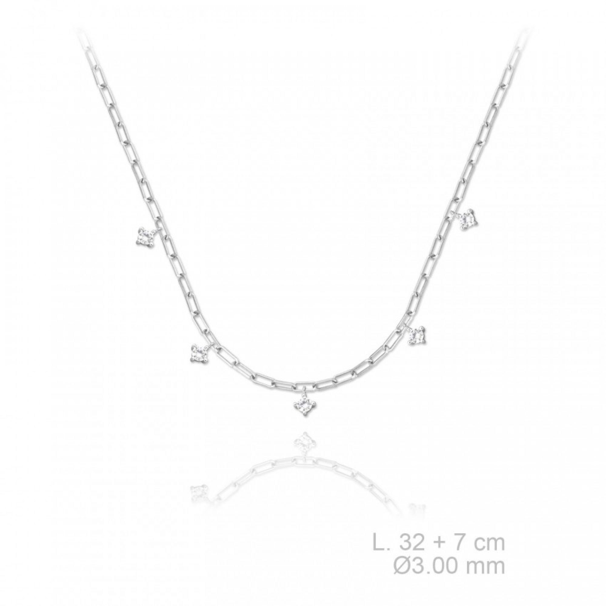 Silver necklace with zircon stones