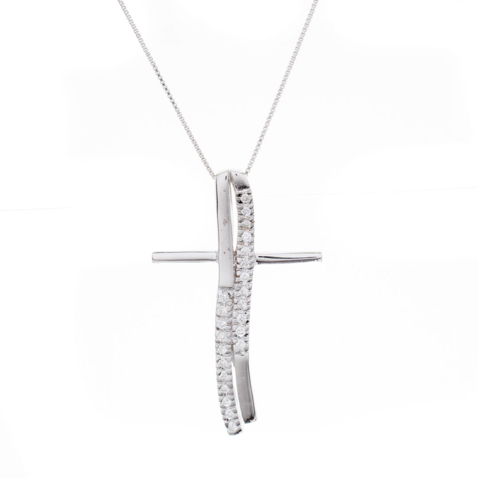 Cross necklace with zircon stones