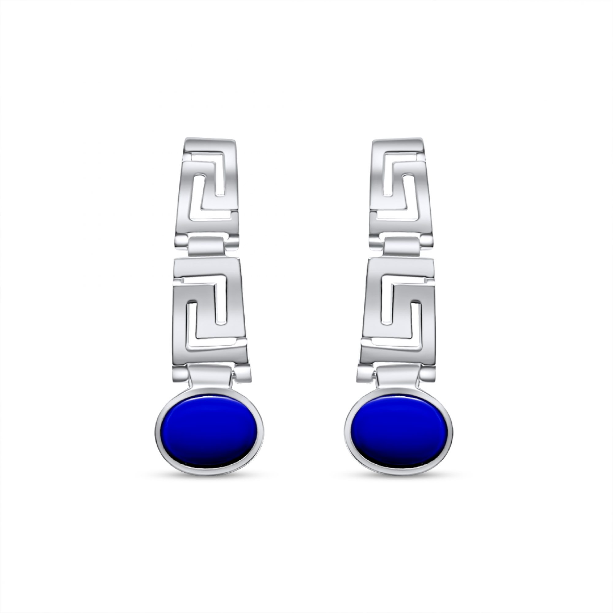 Meander earrings with lapis lazuli stones