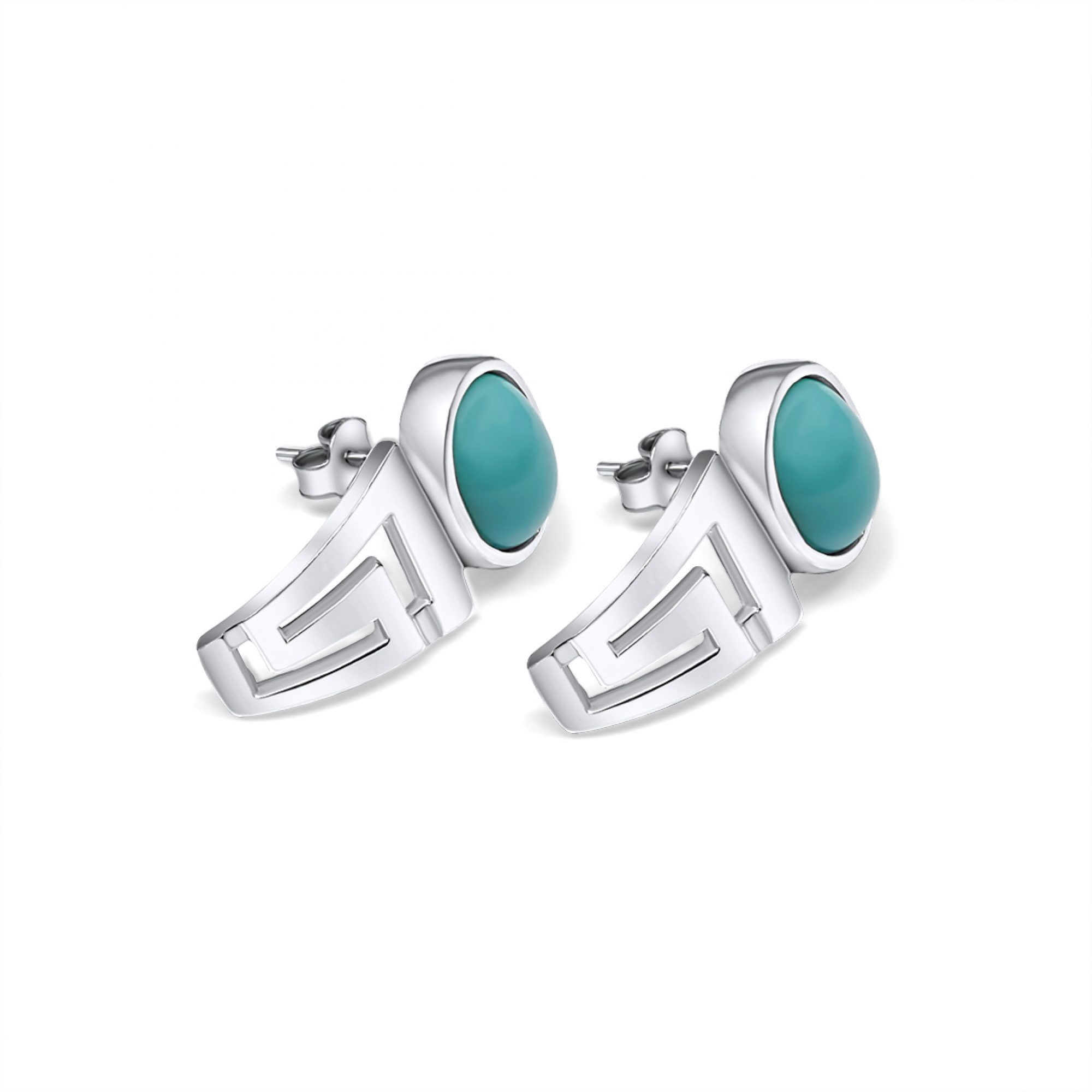 Meander earrings with turquoise stones