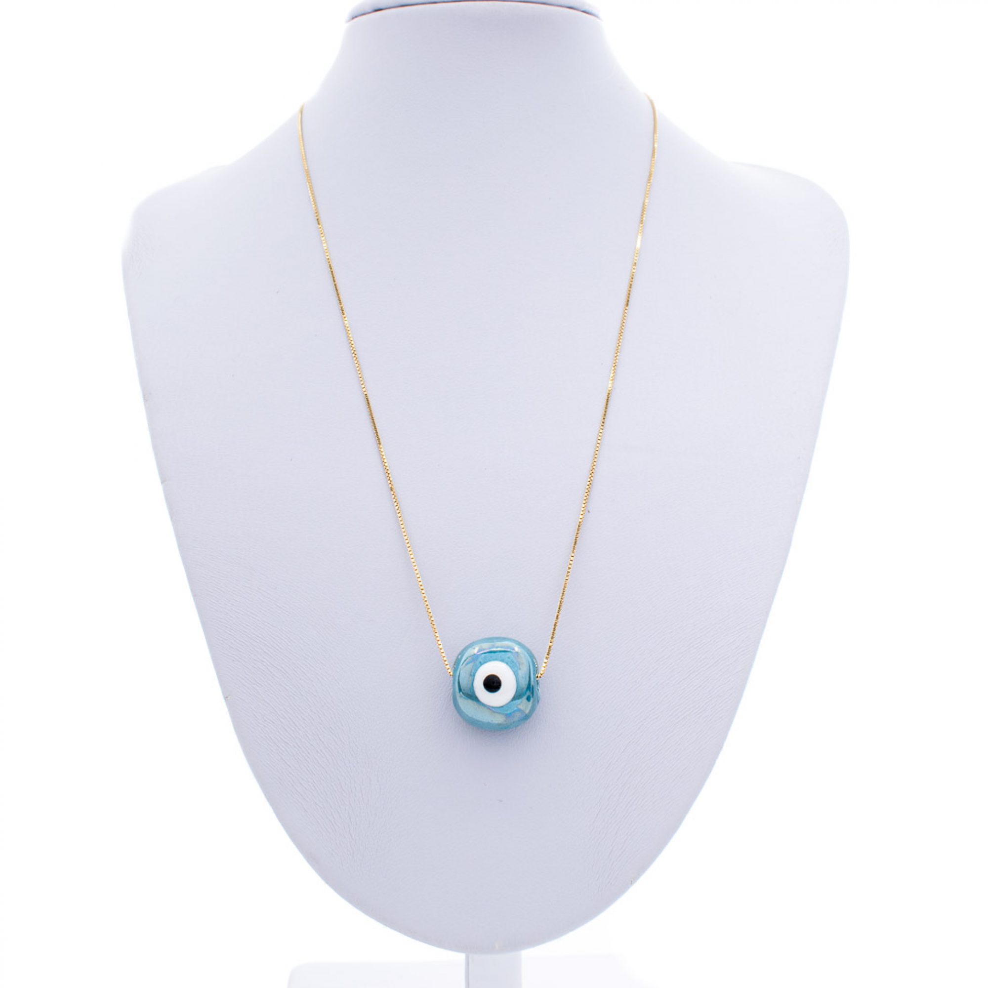 Gold plated eye bead necklace