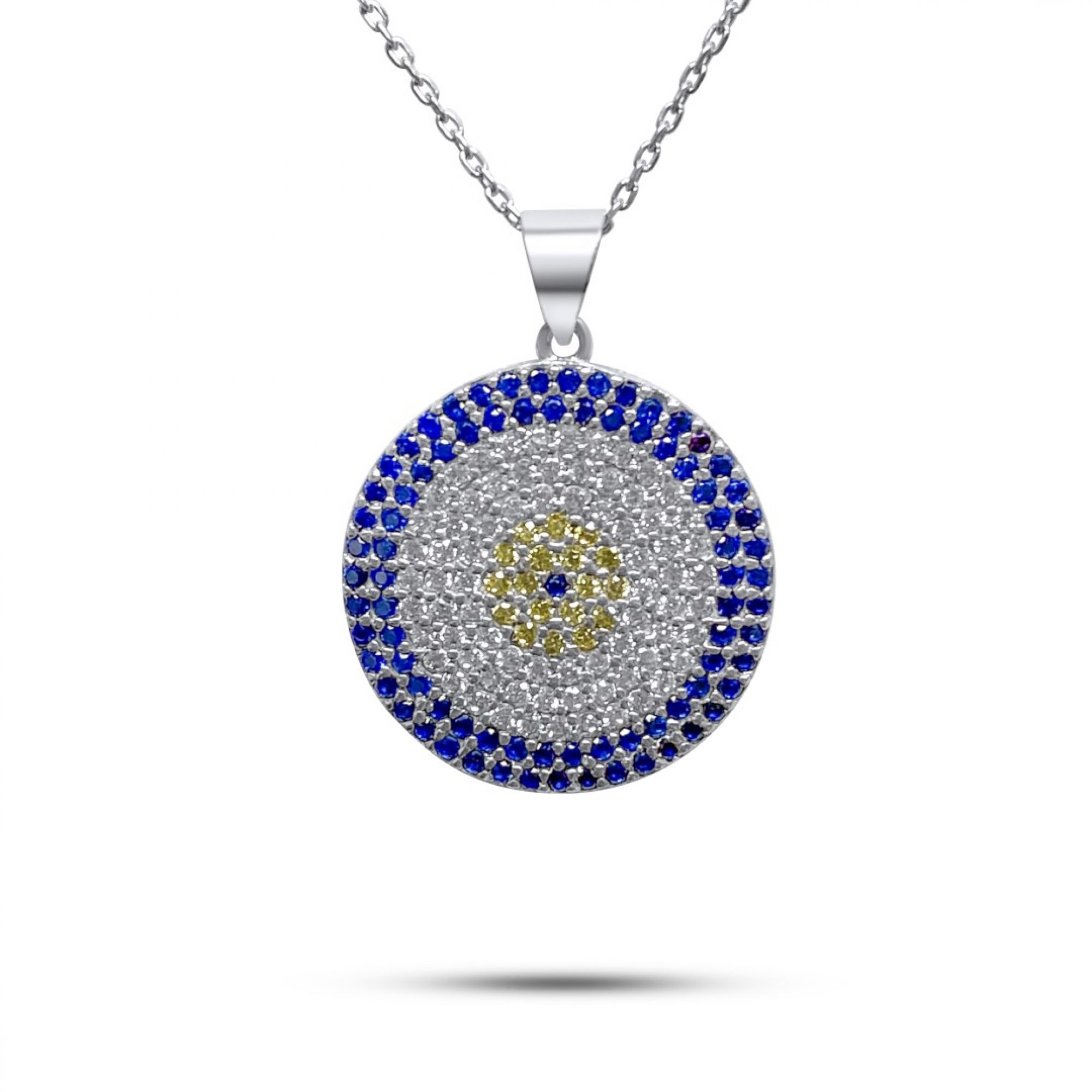 Eye pendant necklace with zircon stones