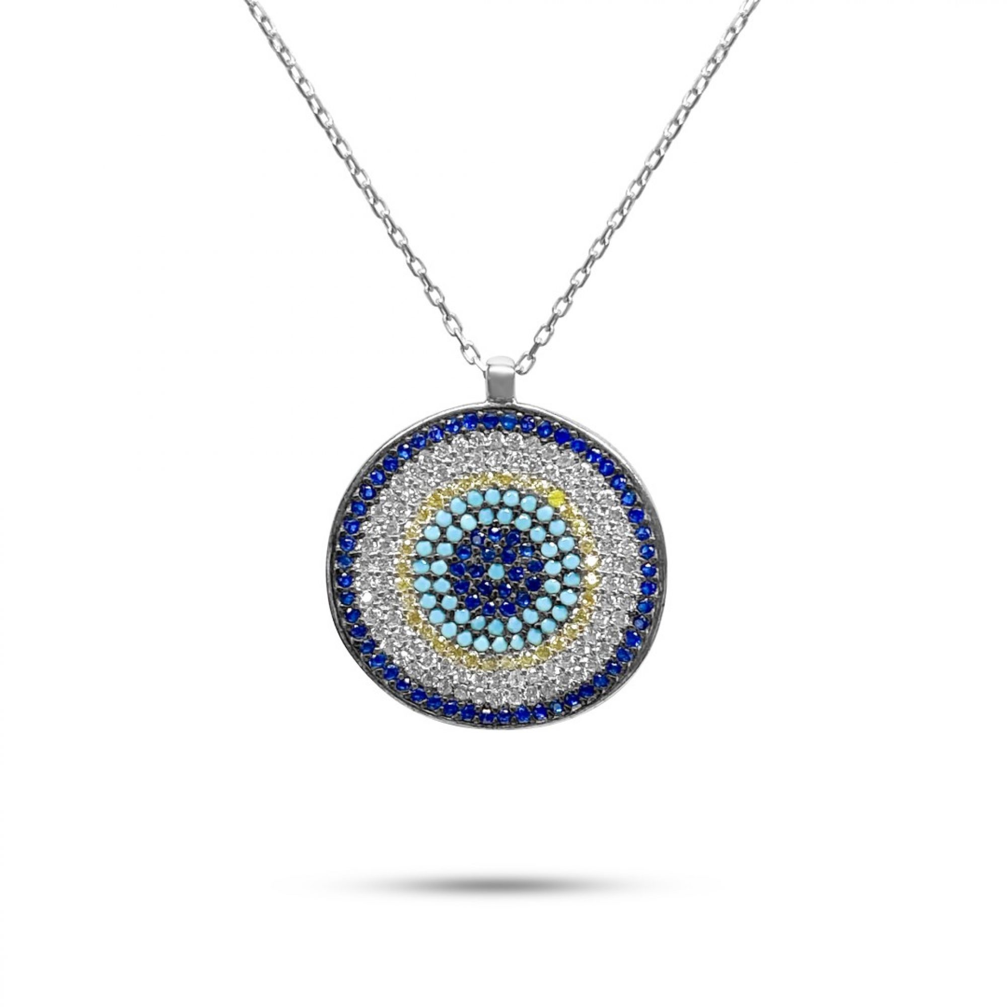 Eye pendant necklace with zircon stones