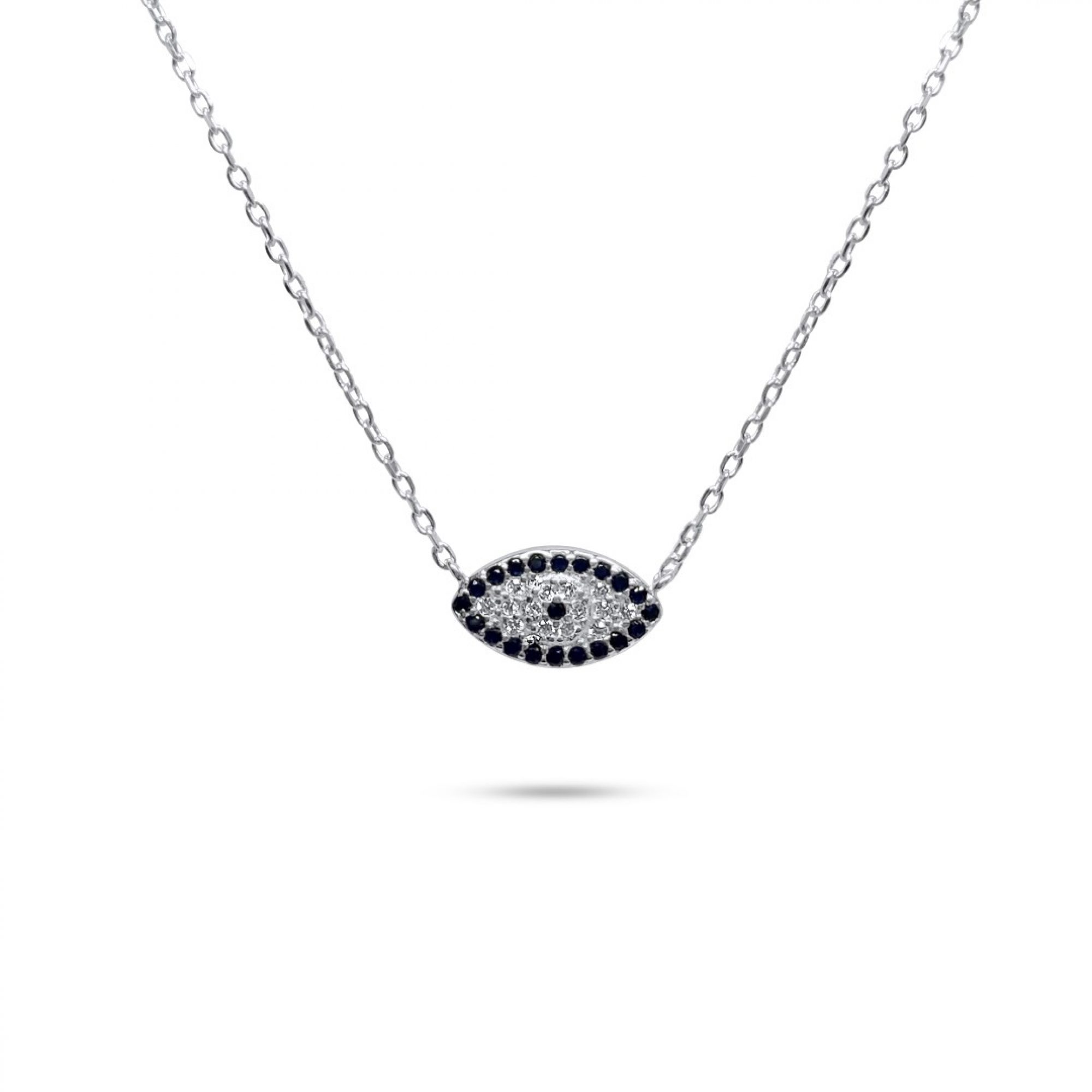 Eye pendant necklace with zircon stones