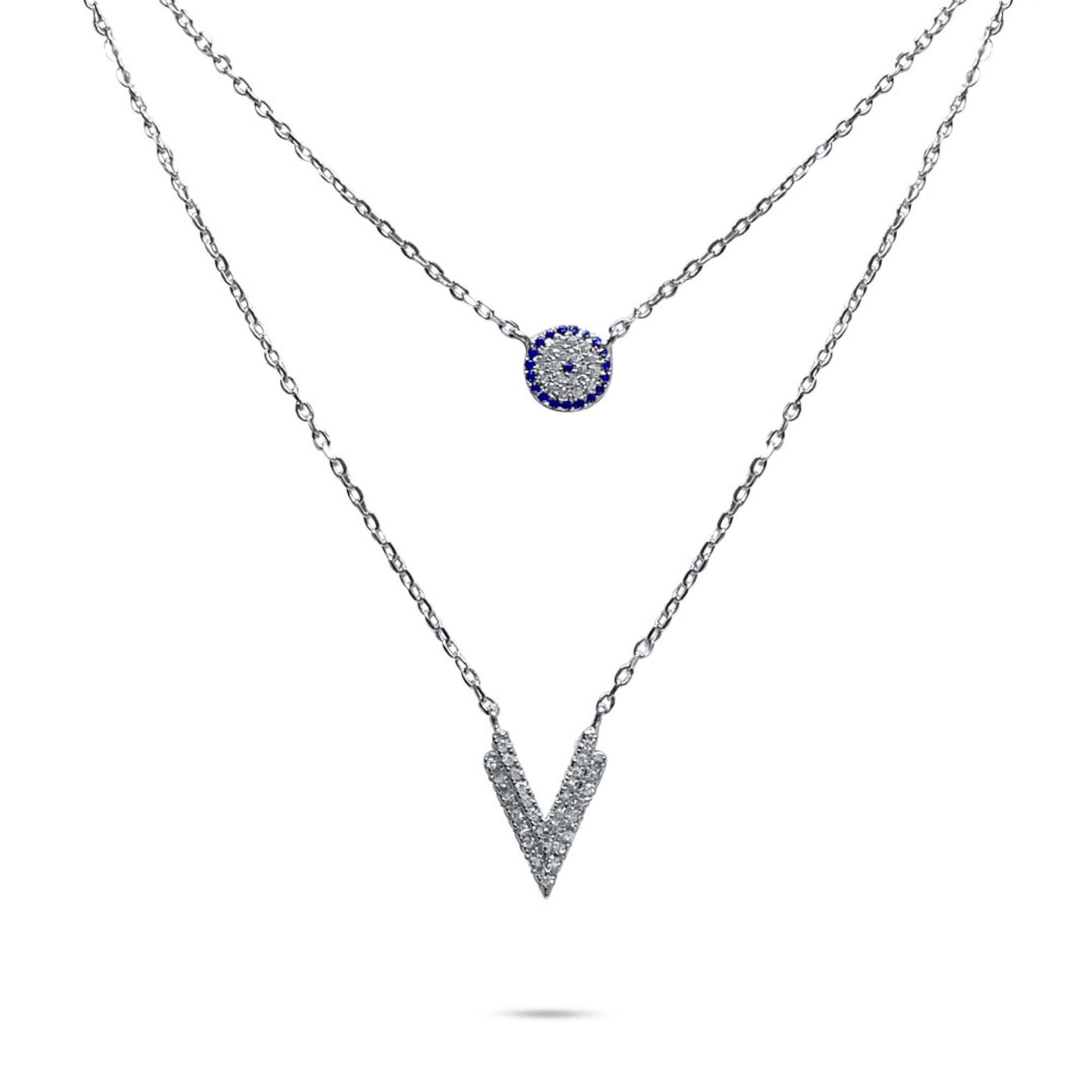 Double eye necklace with zircon stones