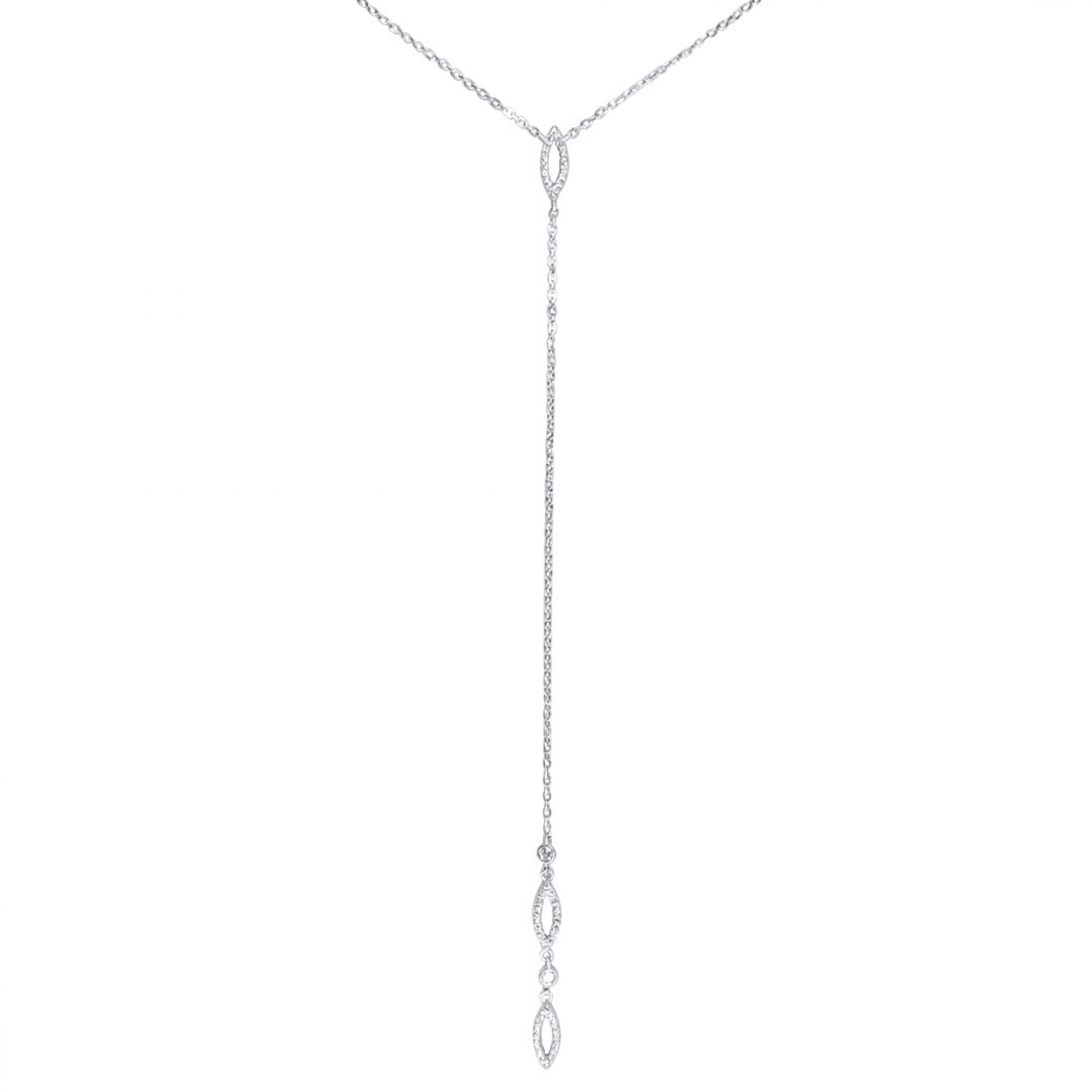 Y-style silver necklace with zircon stones