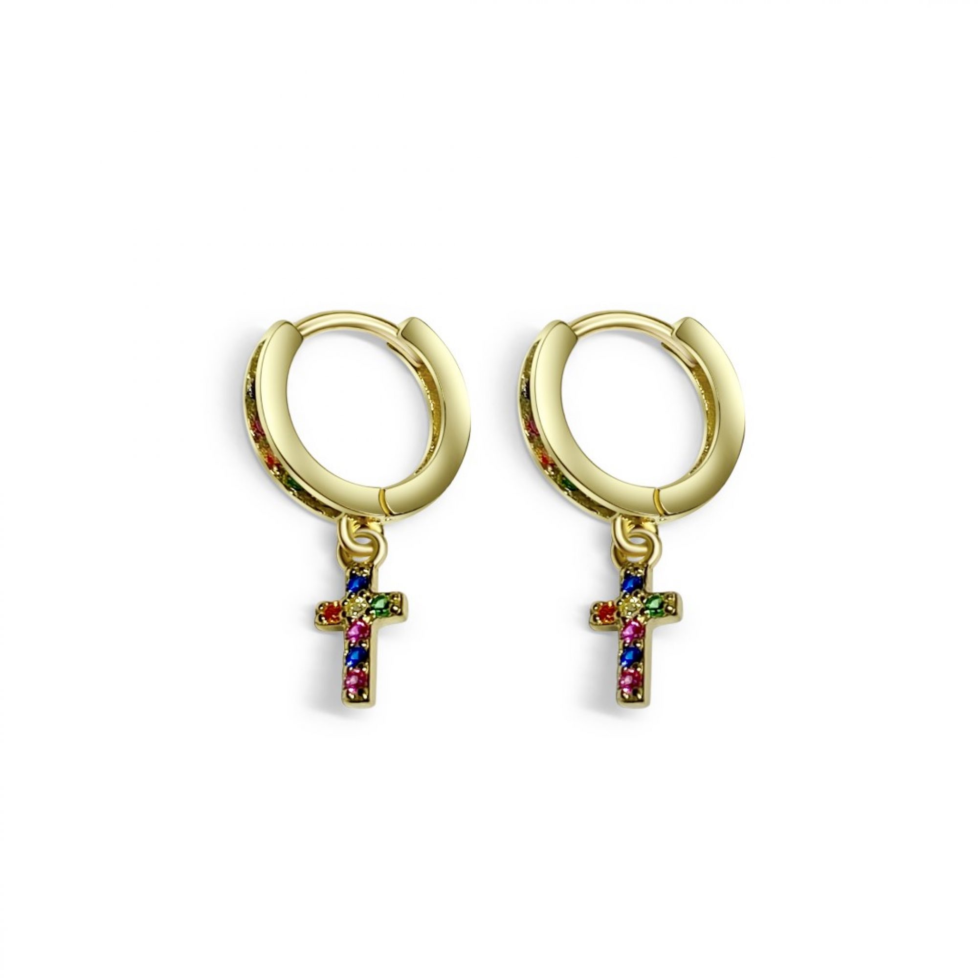 Gold plated earrings with zircon stones