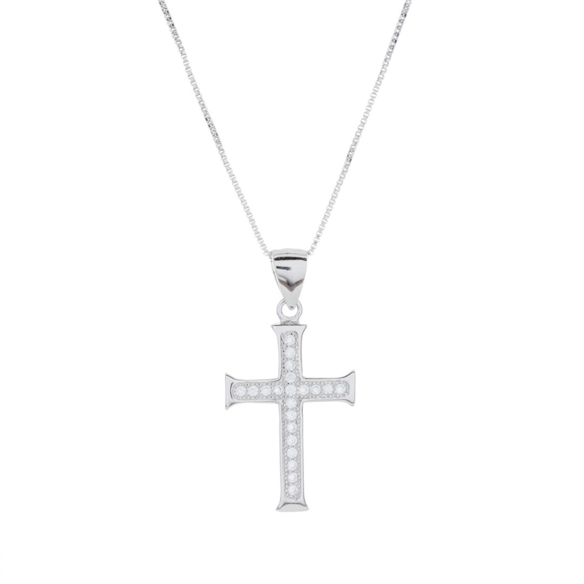 Cross necklace with zircon stones