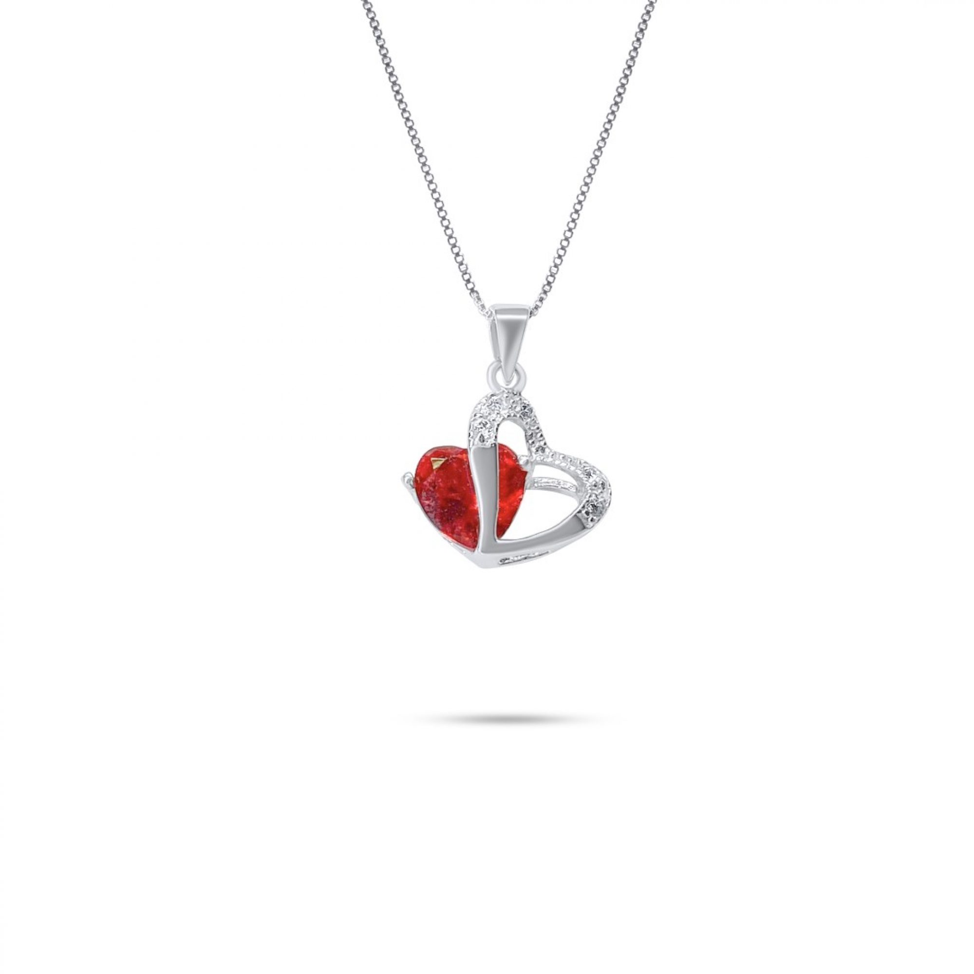 Heart necklace with zircon stones