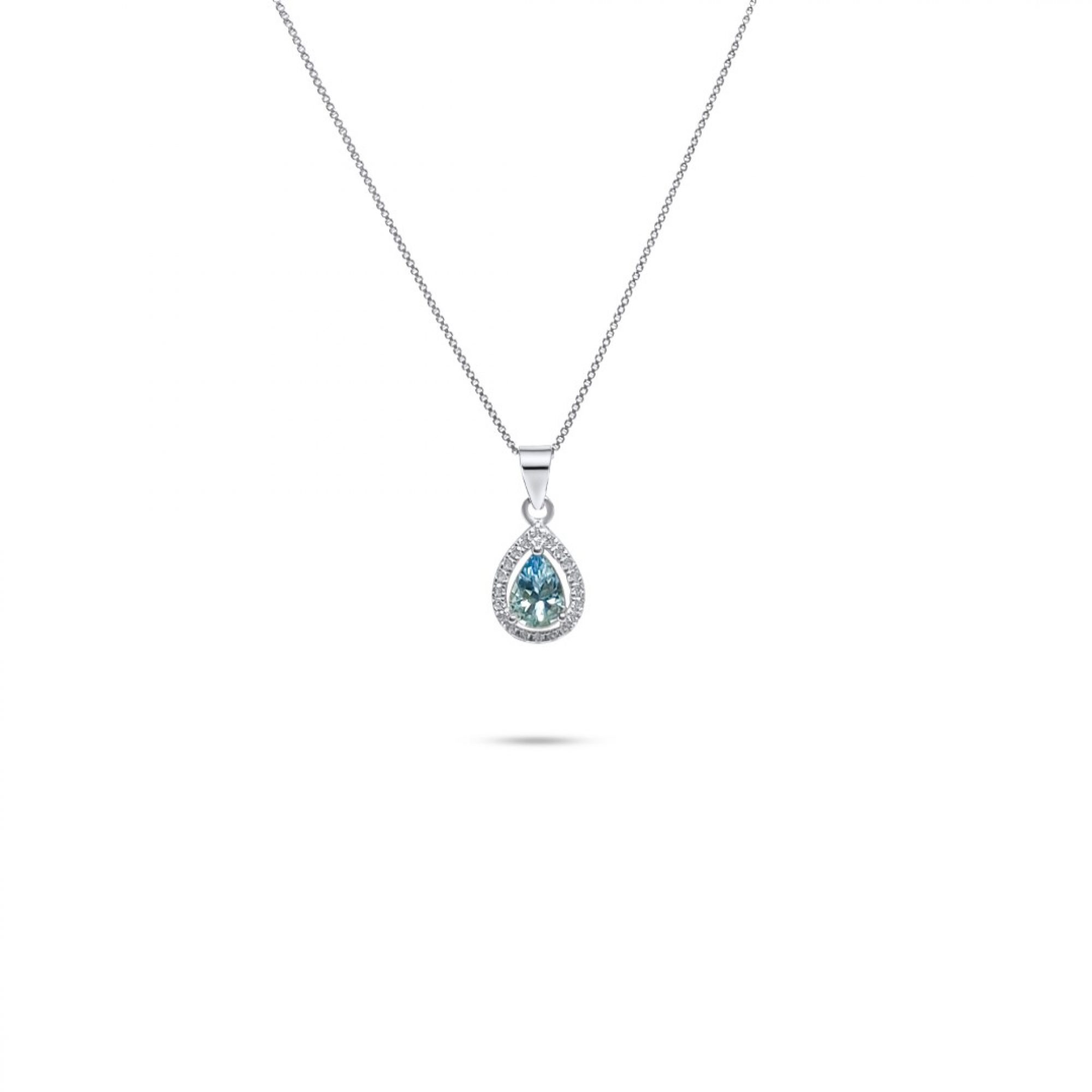 Necklace with aquamarine and zircon stones 