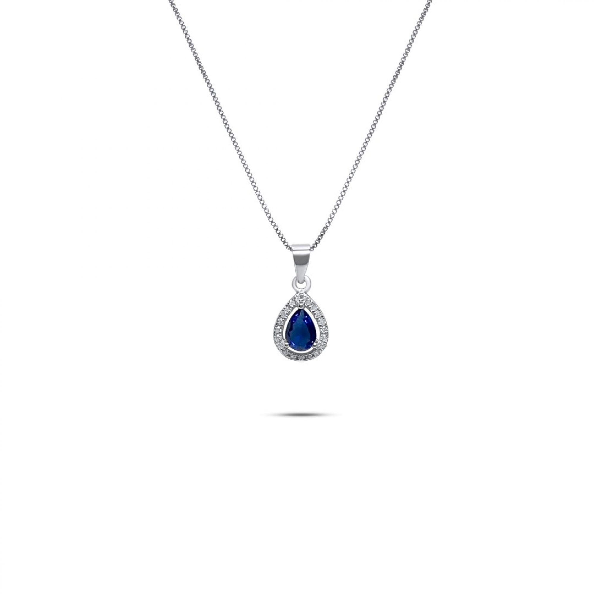 Necklace with sapphire and zircon stones