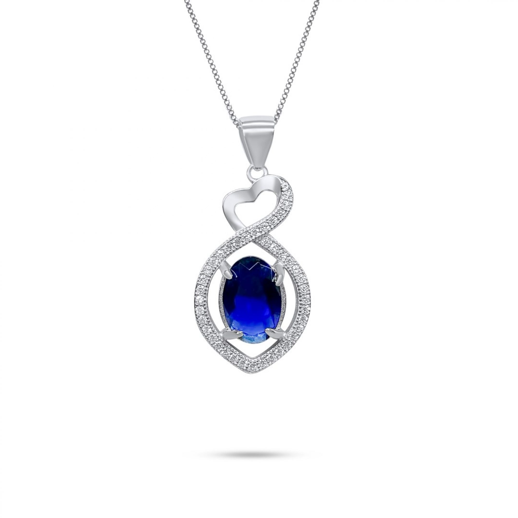 Necklace with sapphire and zircon stones