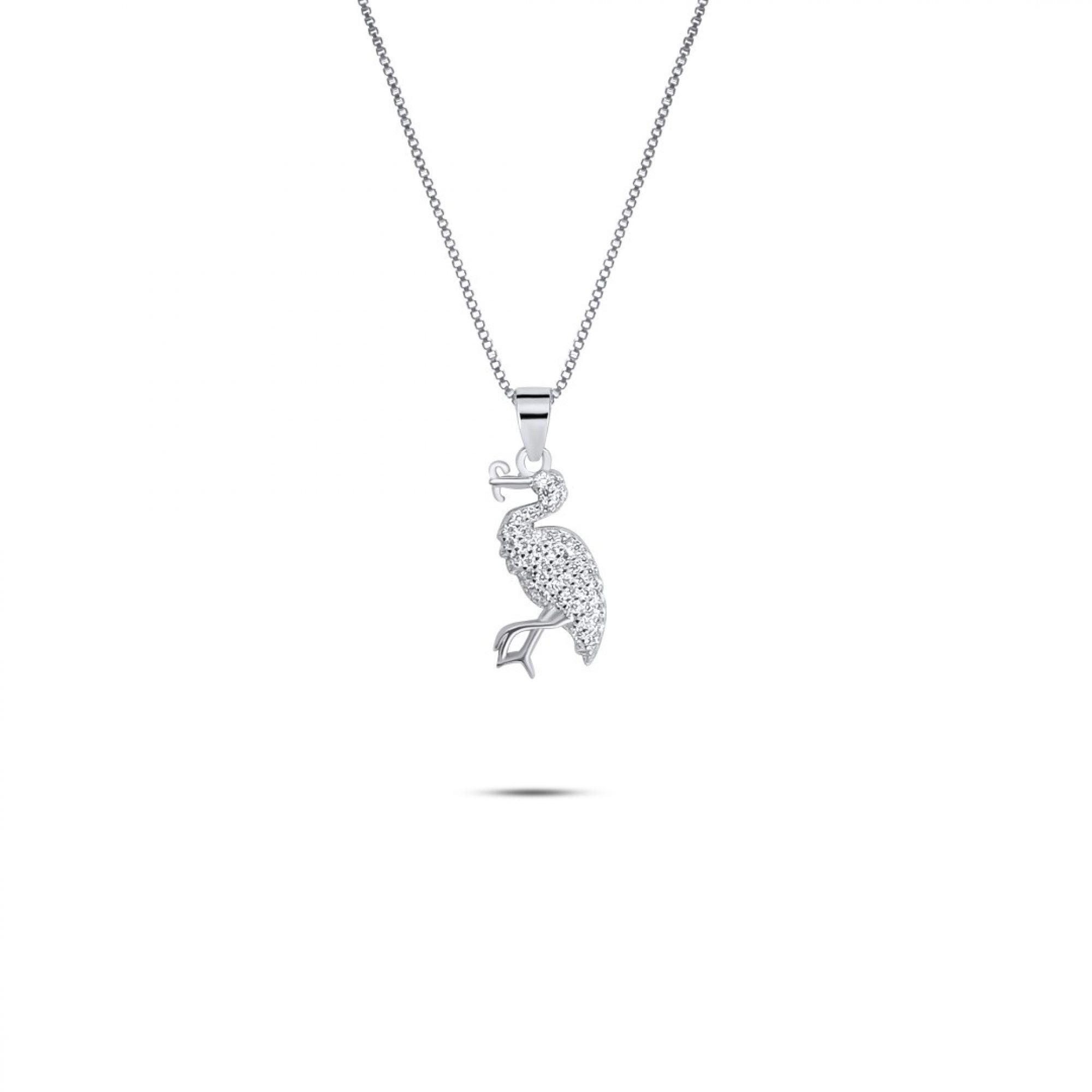 Flamingo necklace with zircon stones