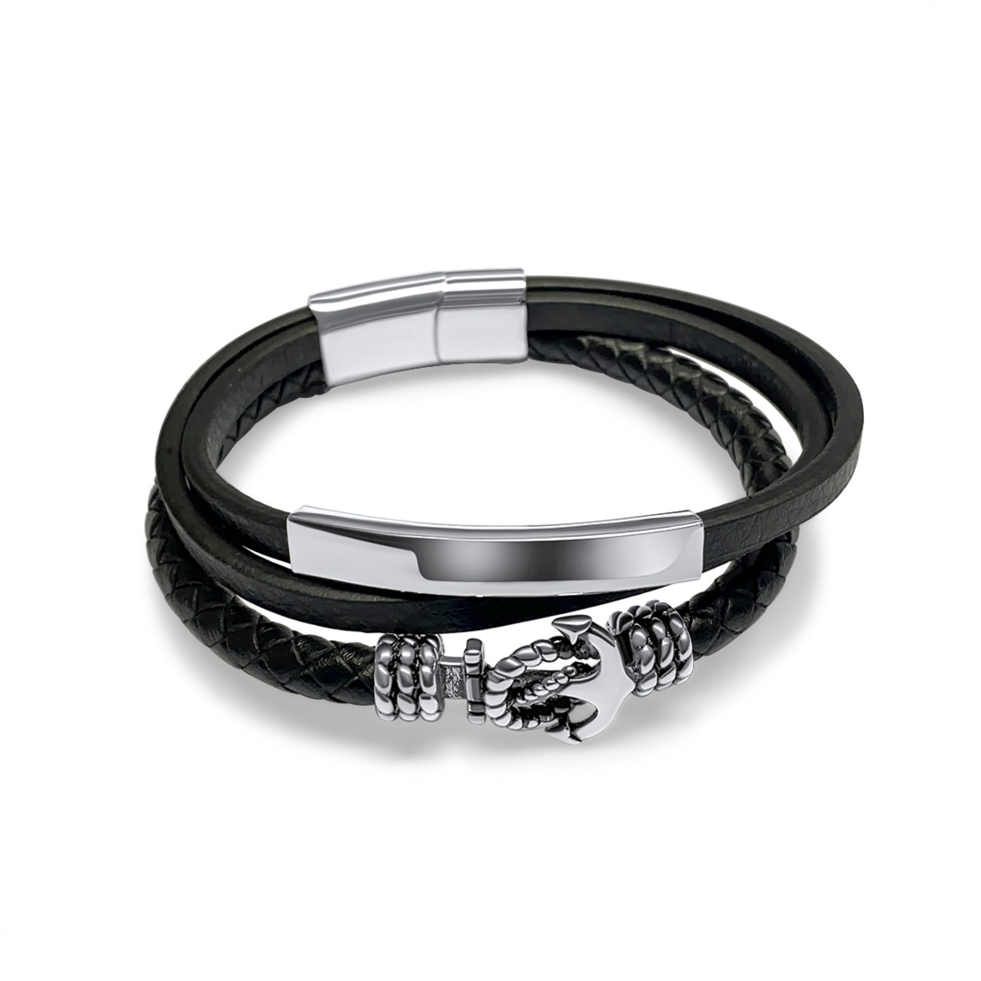 Leather-Steel bracelet