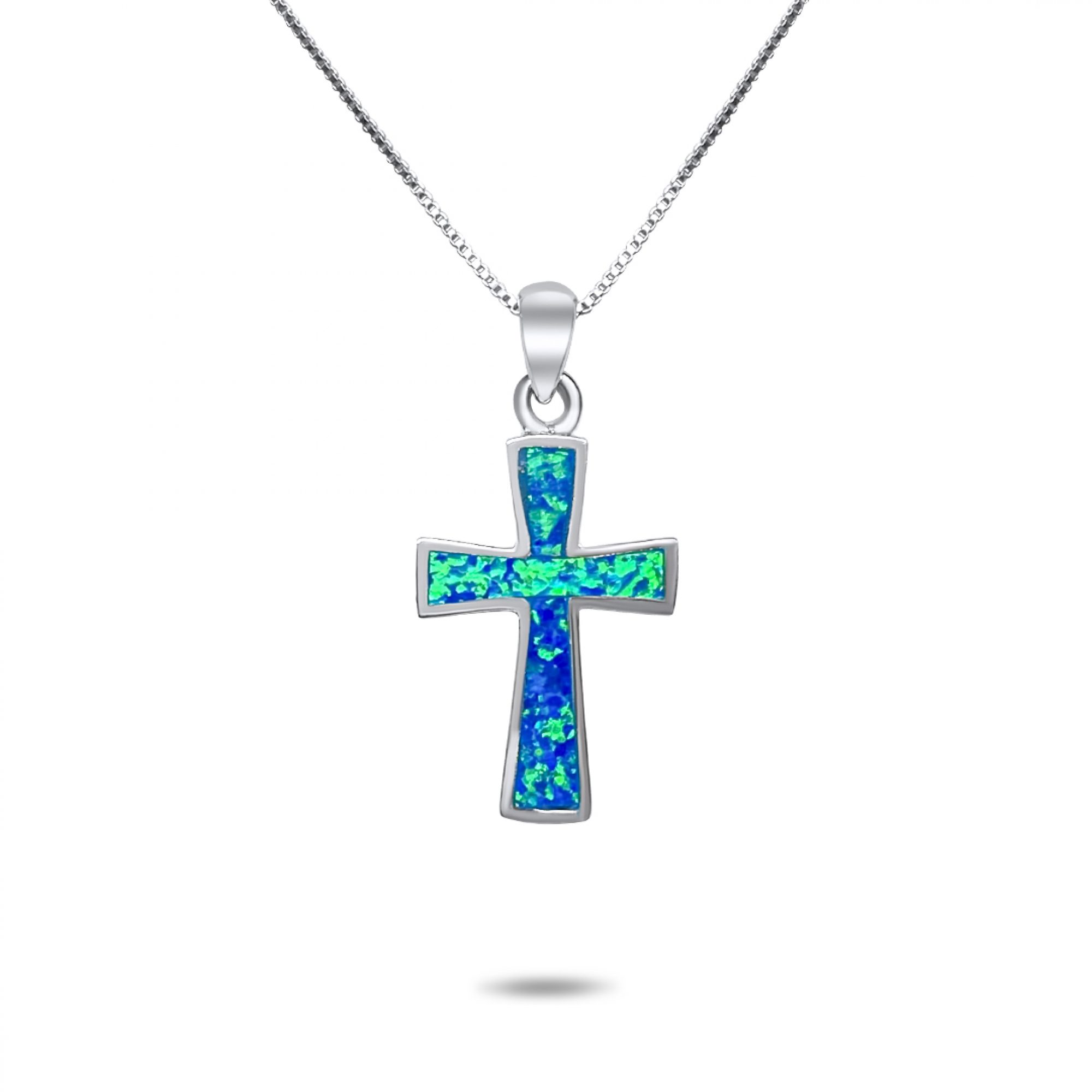 Opal cross pendant