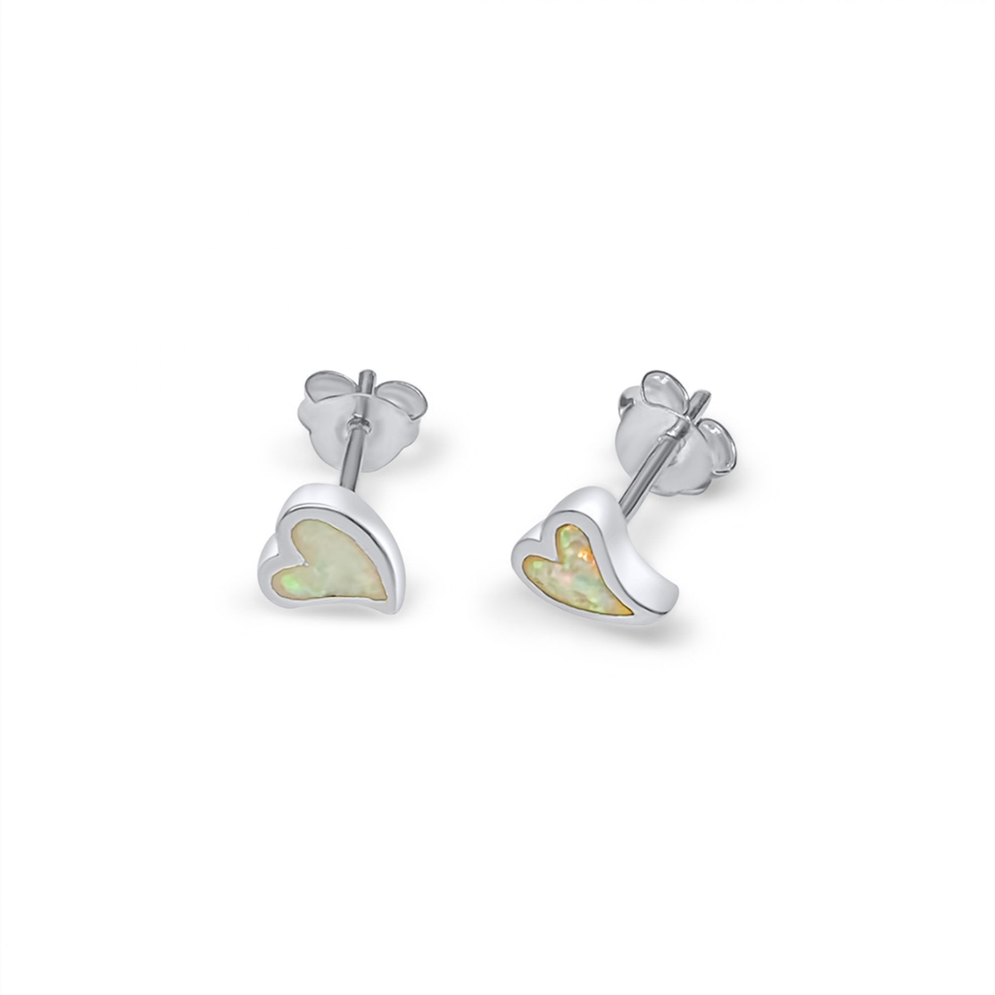 Stud earrings with white opal