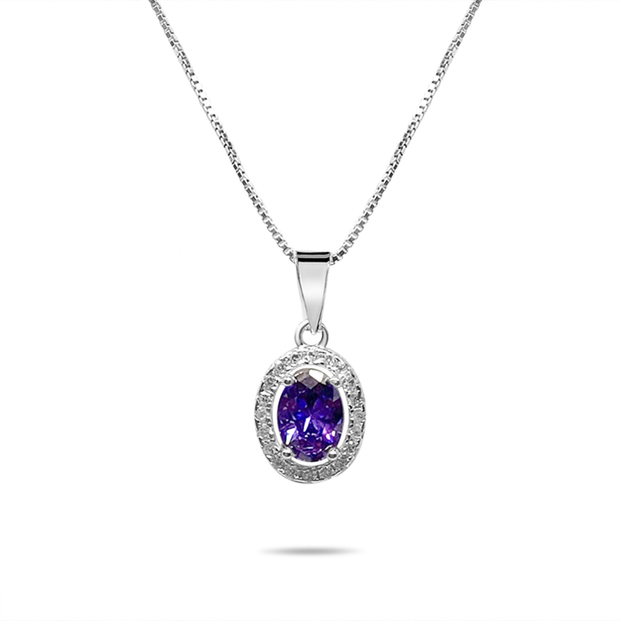 Necklace with amethyst and zircon stones 