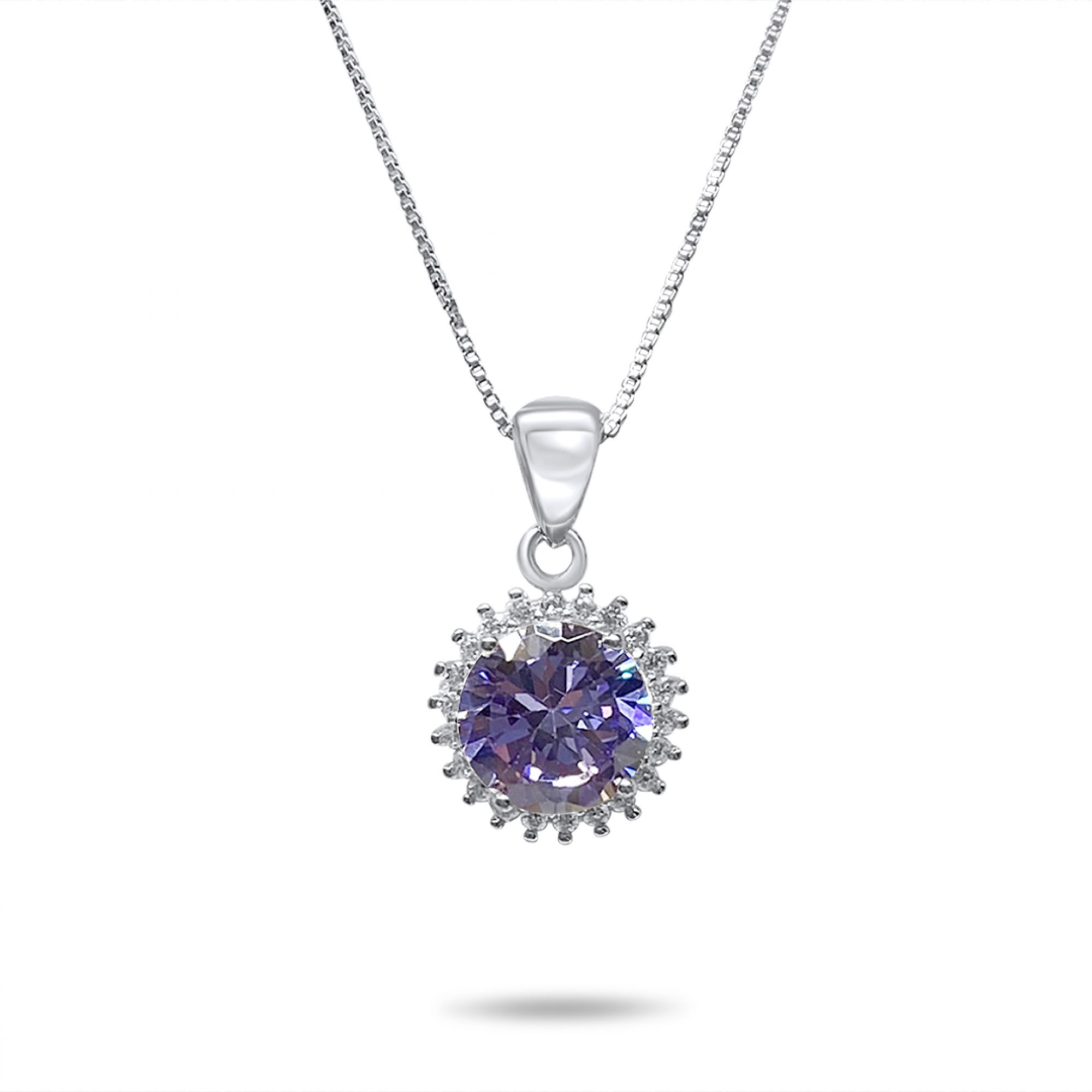 Necklace with amethyst and zircon stones 