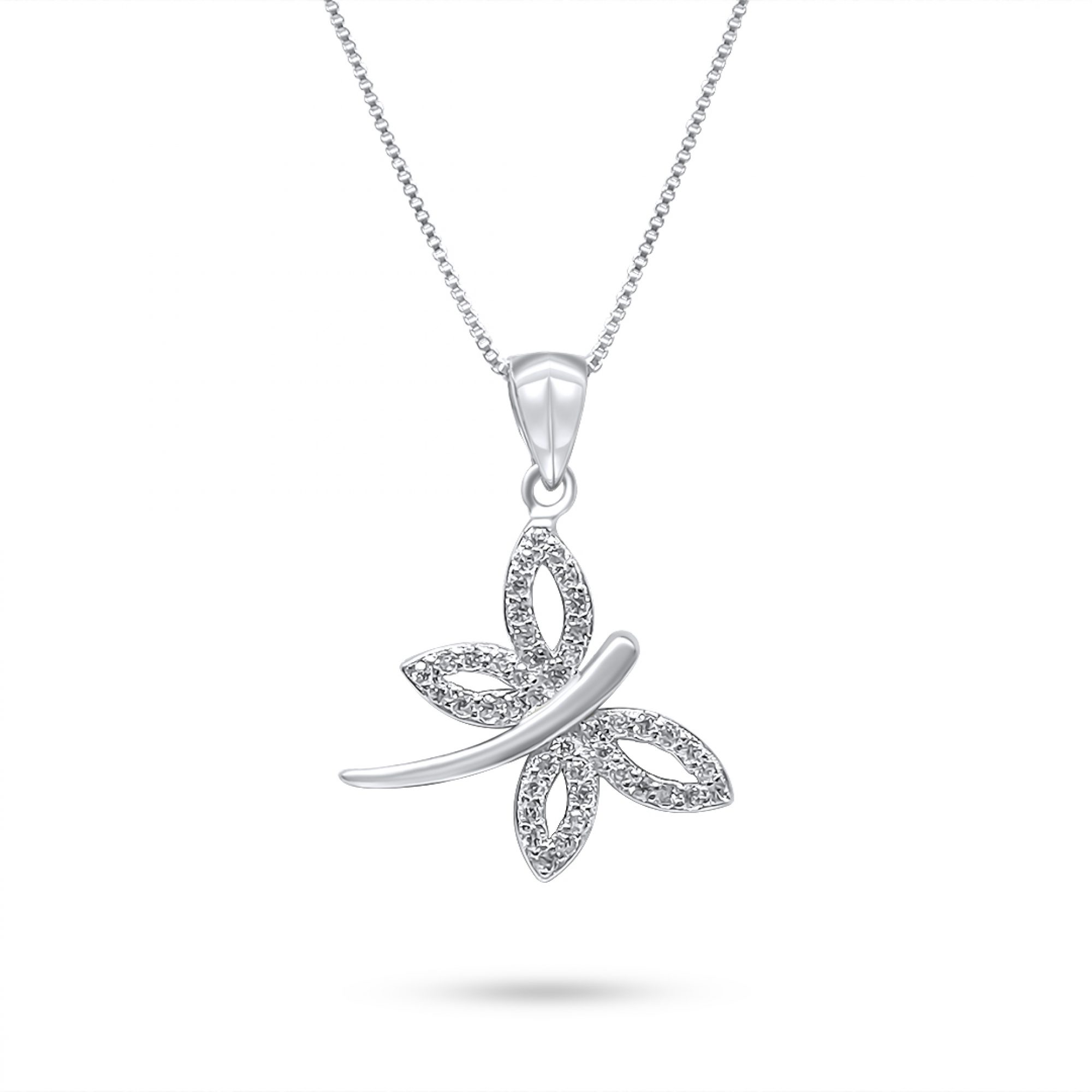 Butterfly necklace with zircon stones