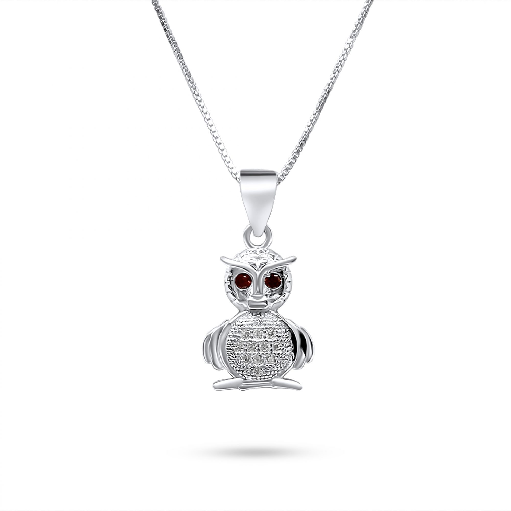 Owl necklace with zircon stones