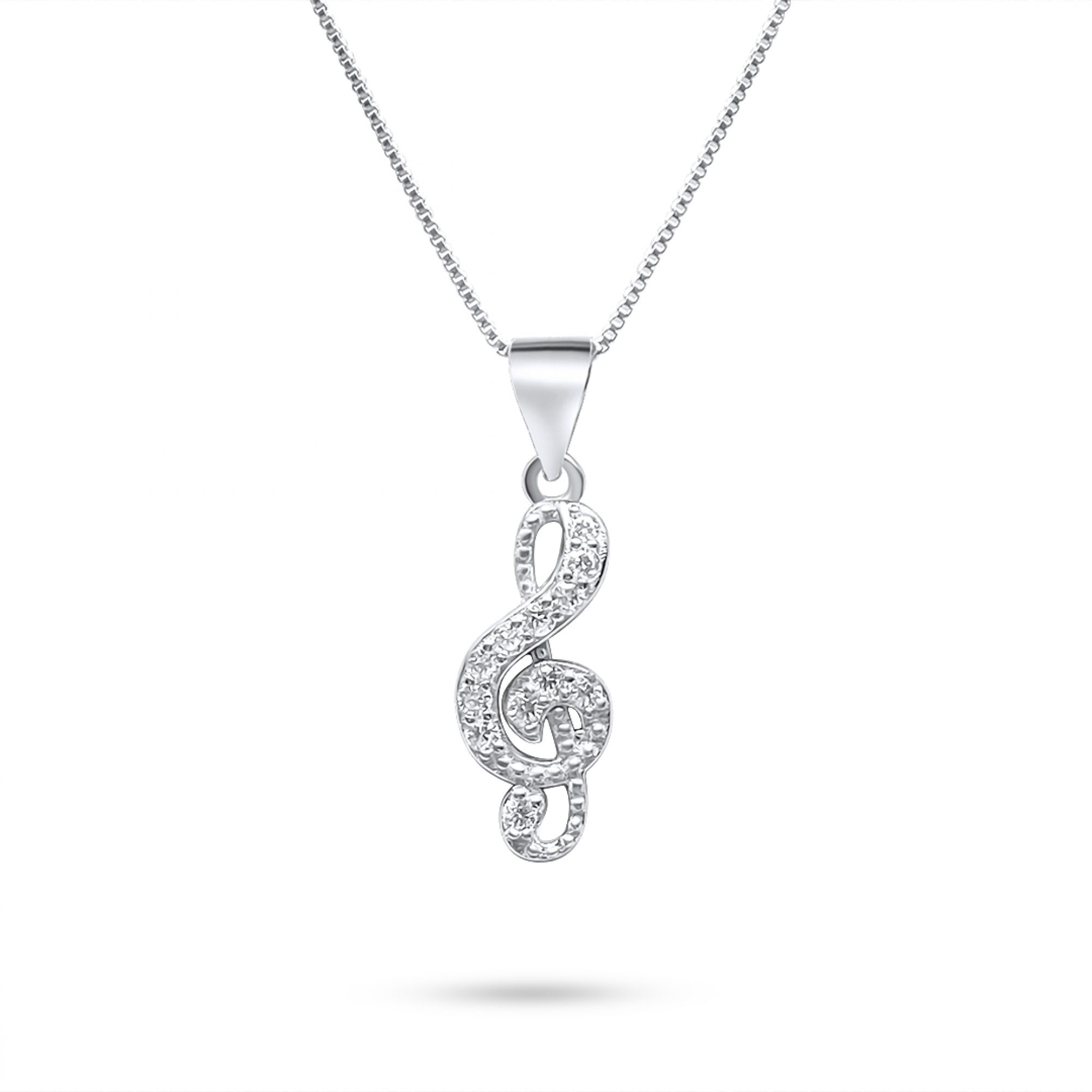 Treble clef necklace with zircon stones