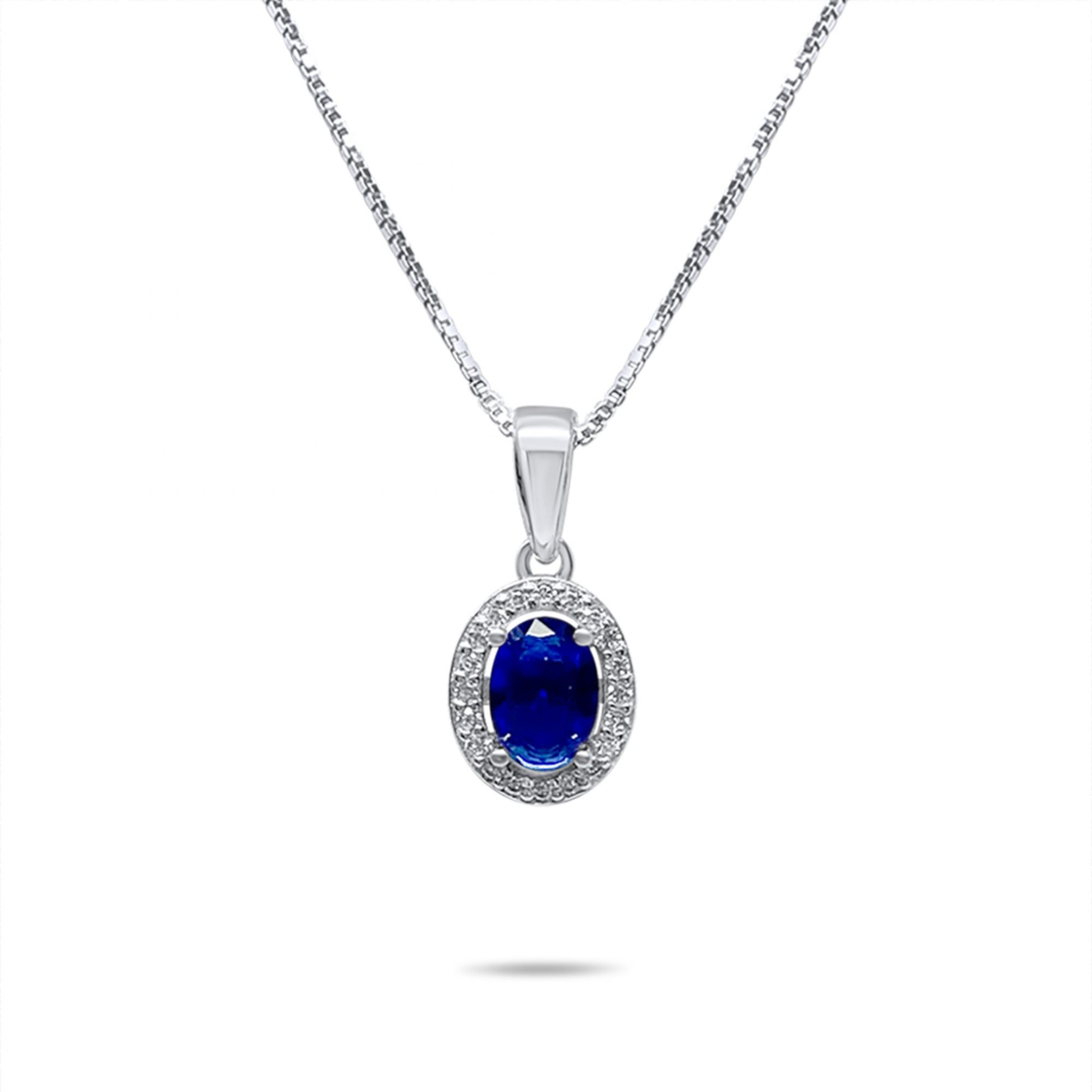 Necklace with sapphire and zircon stones