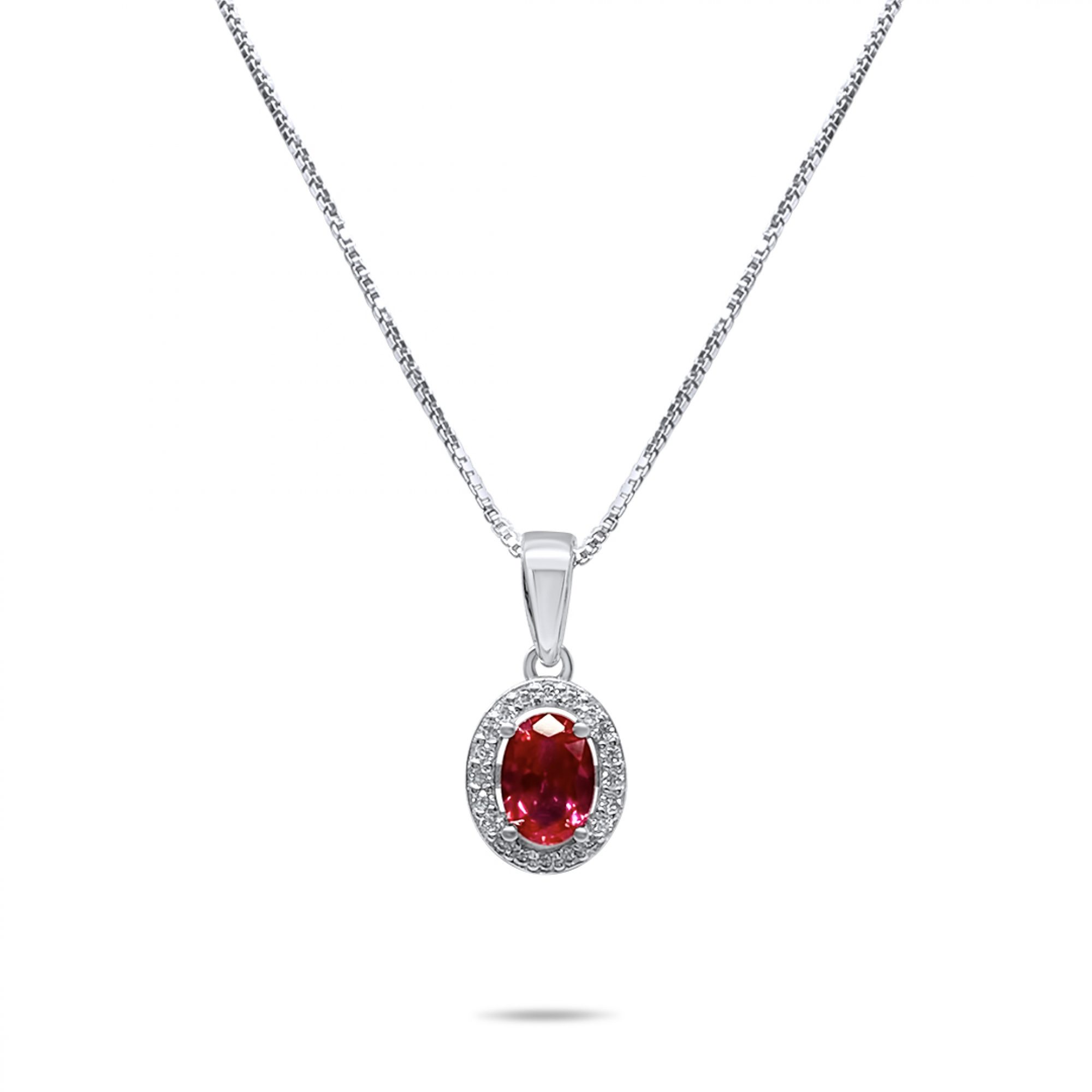 Necklace with ruby and zircon stones