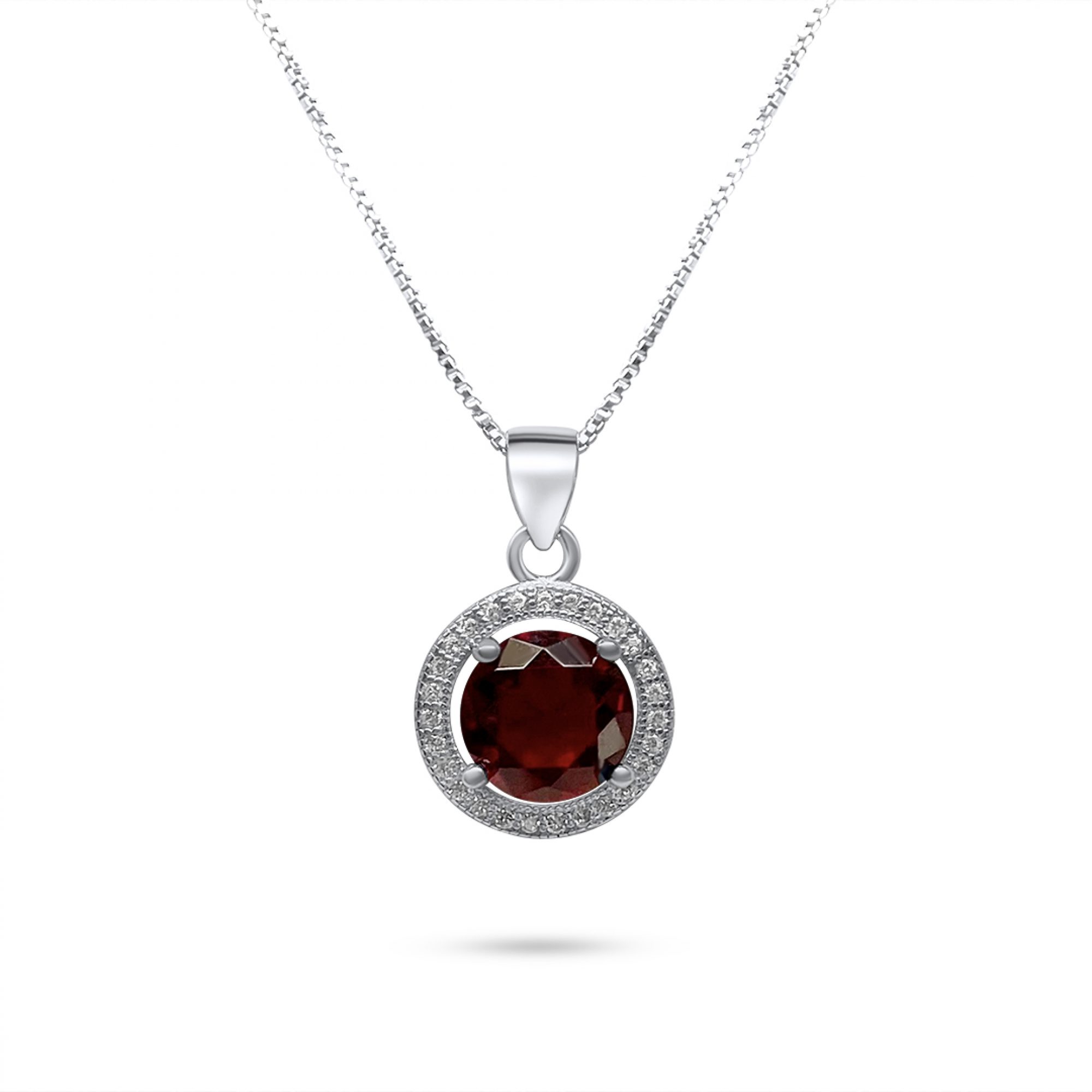 Necklace with ruby and zircon stones