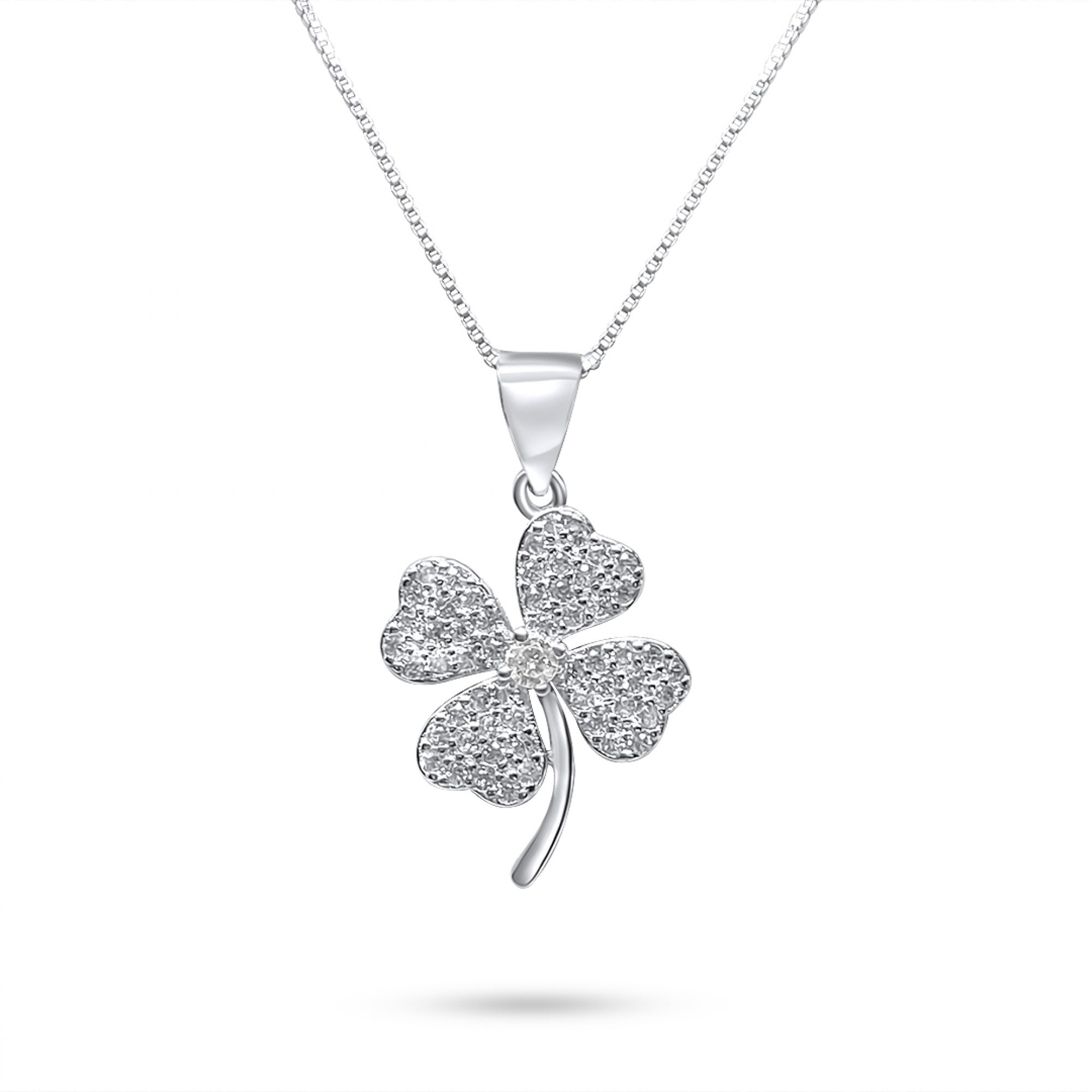 Four leaf clover necklace with zircon stones