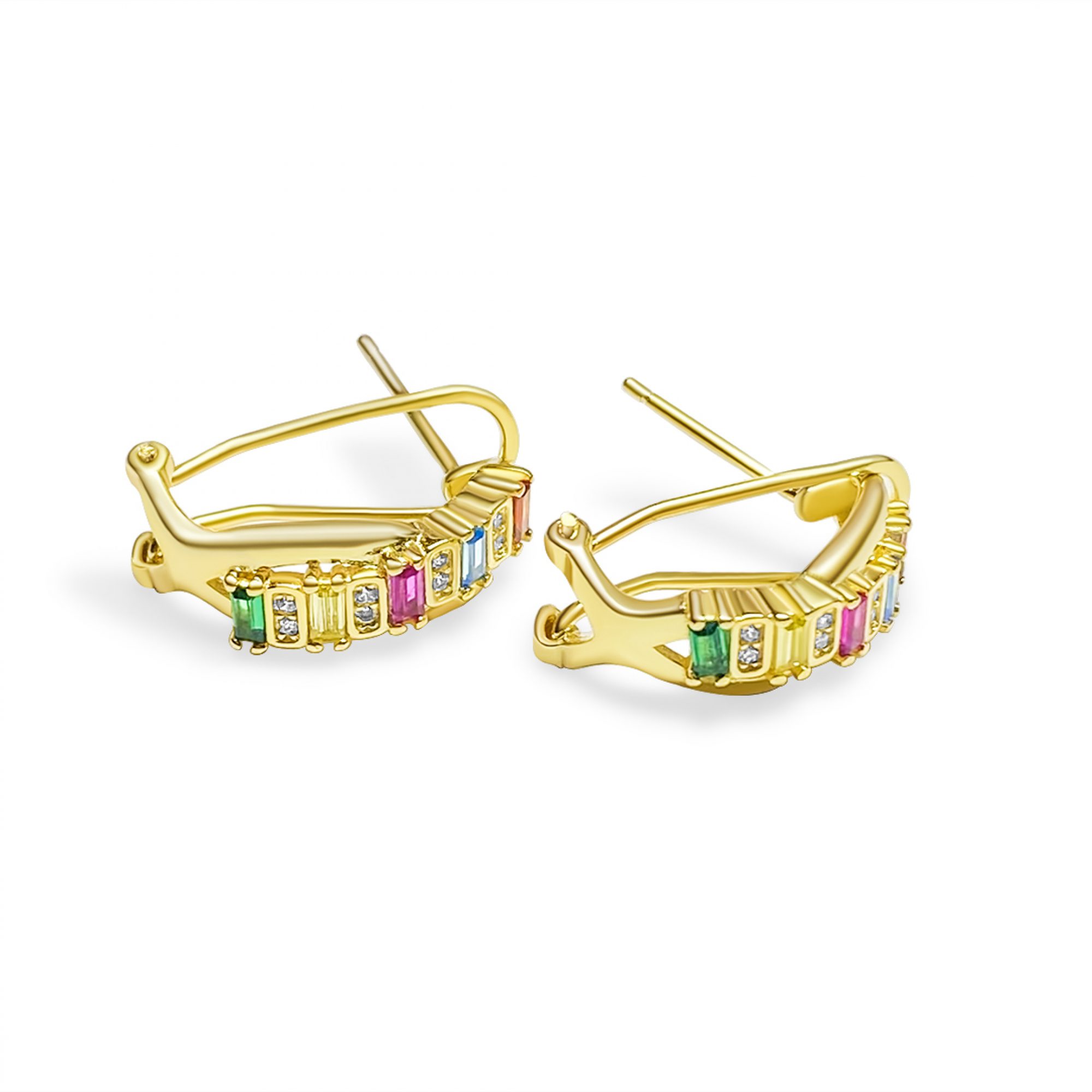 Gold plated earrings with zircon stones