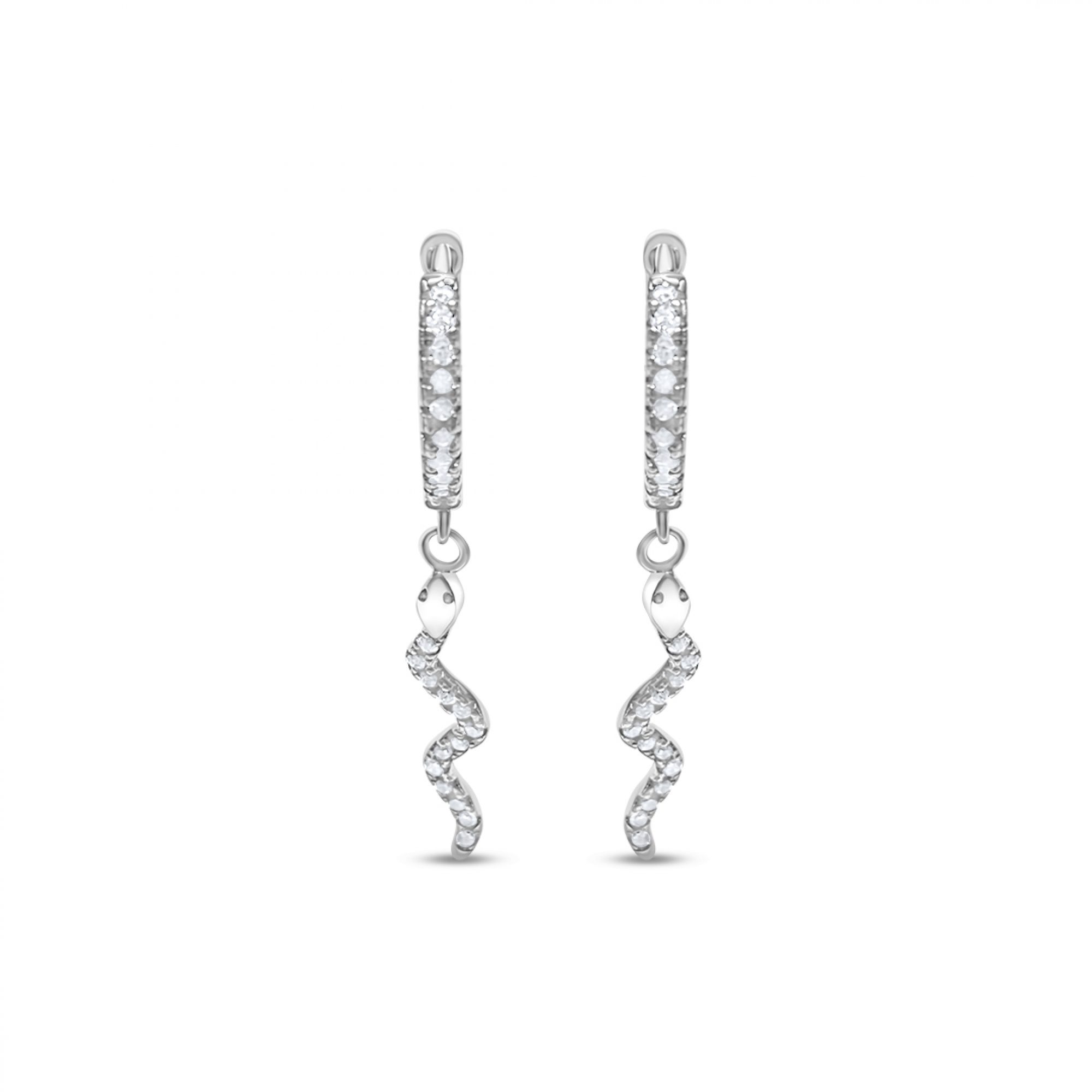 Silver earrings with zircon stones