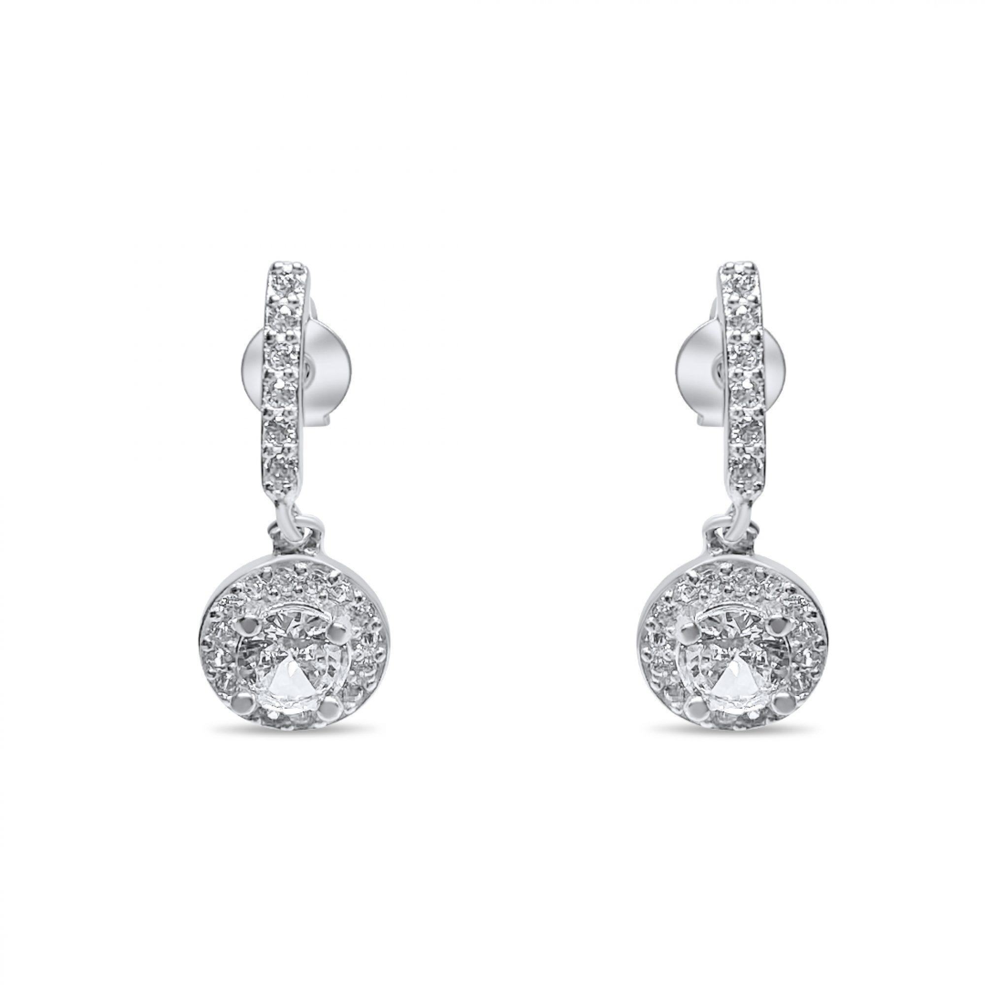 Silver earrings with zircon stones