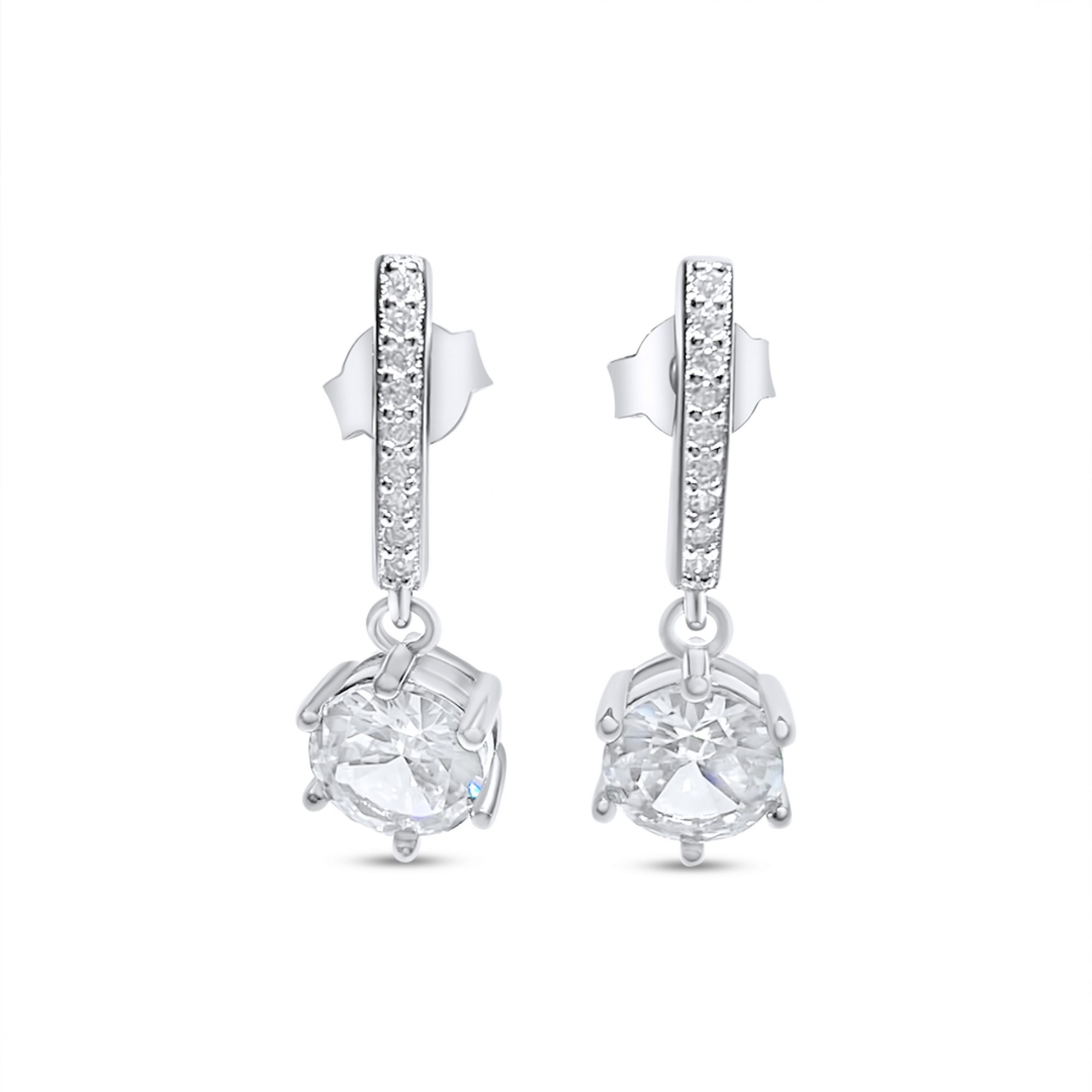 Silver earrings with zircon stones