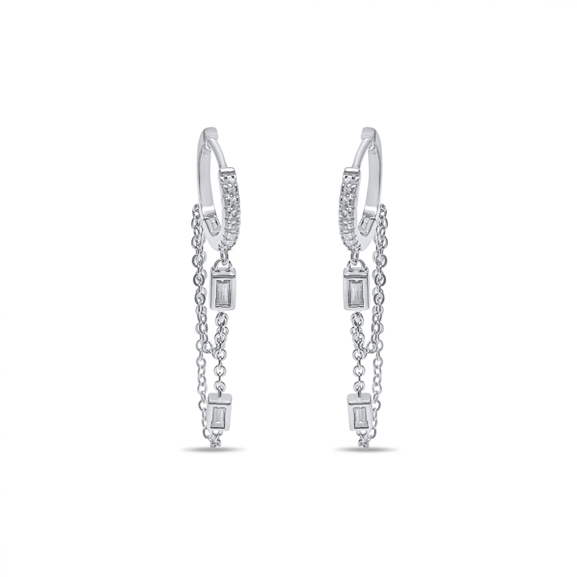 Silver earrings with zircon stones