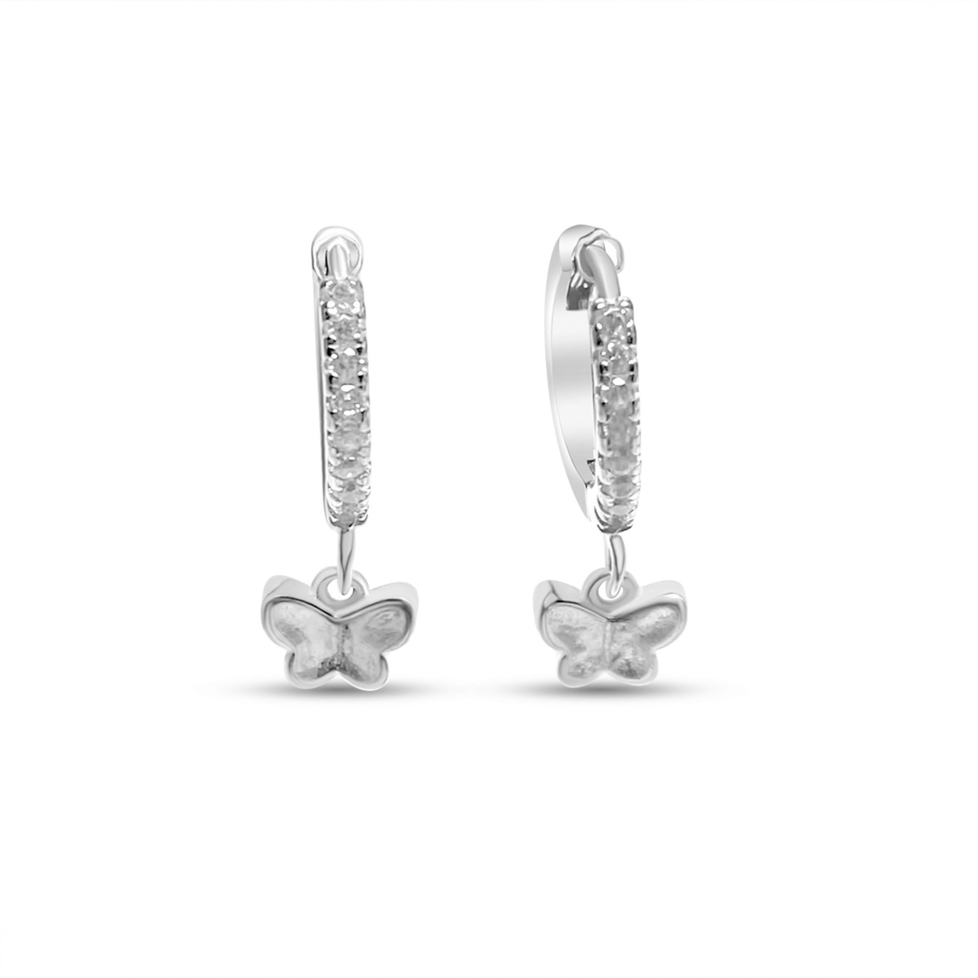 Silver earrings with zircon stones