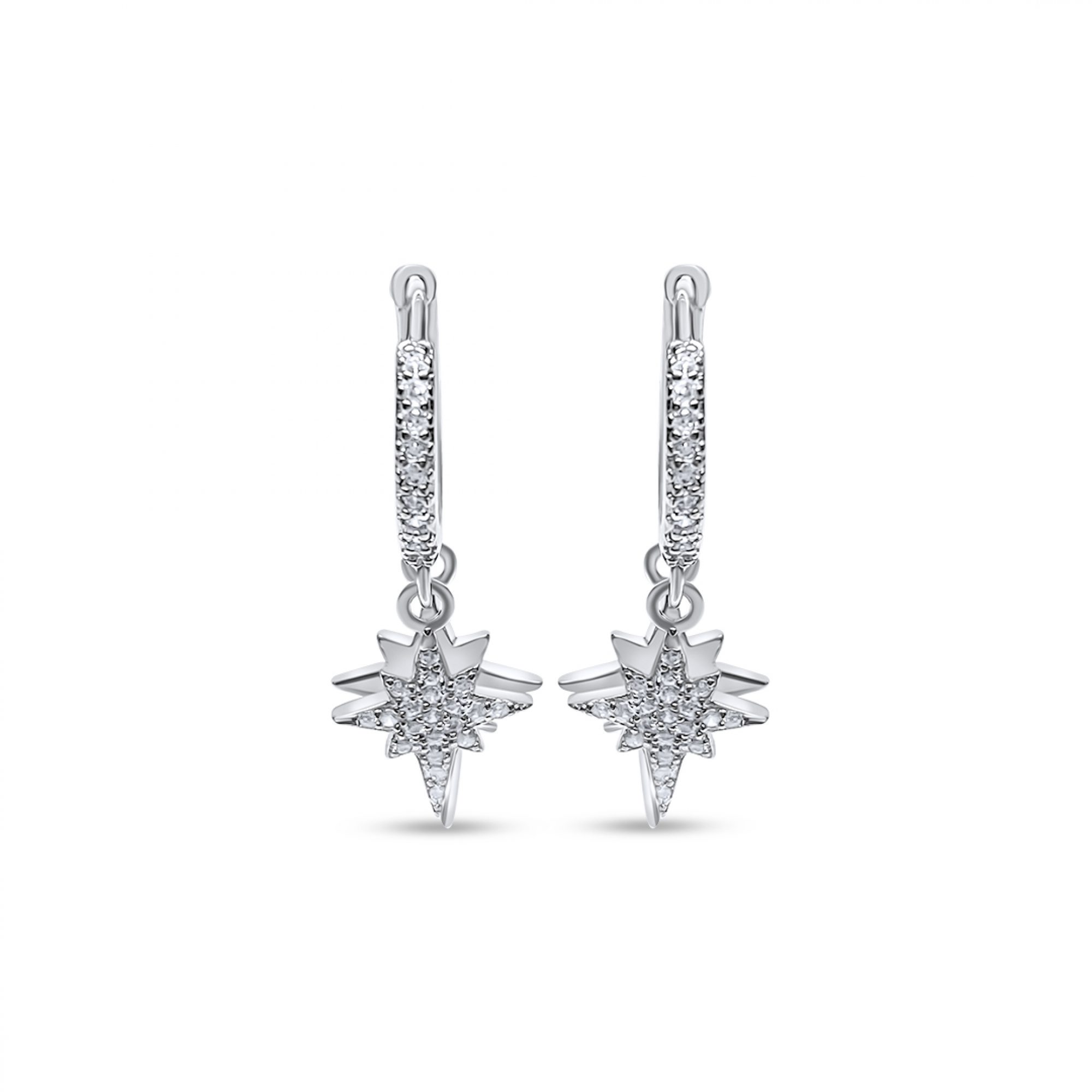 Silver earrings with zircon stones