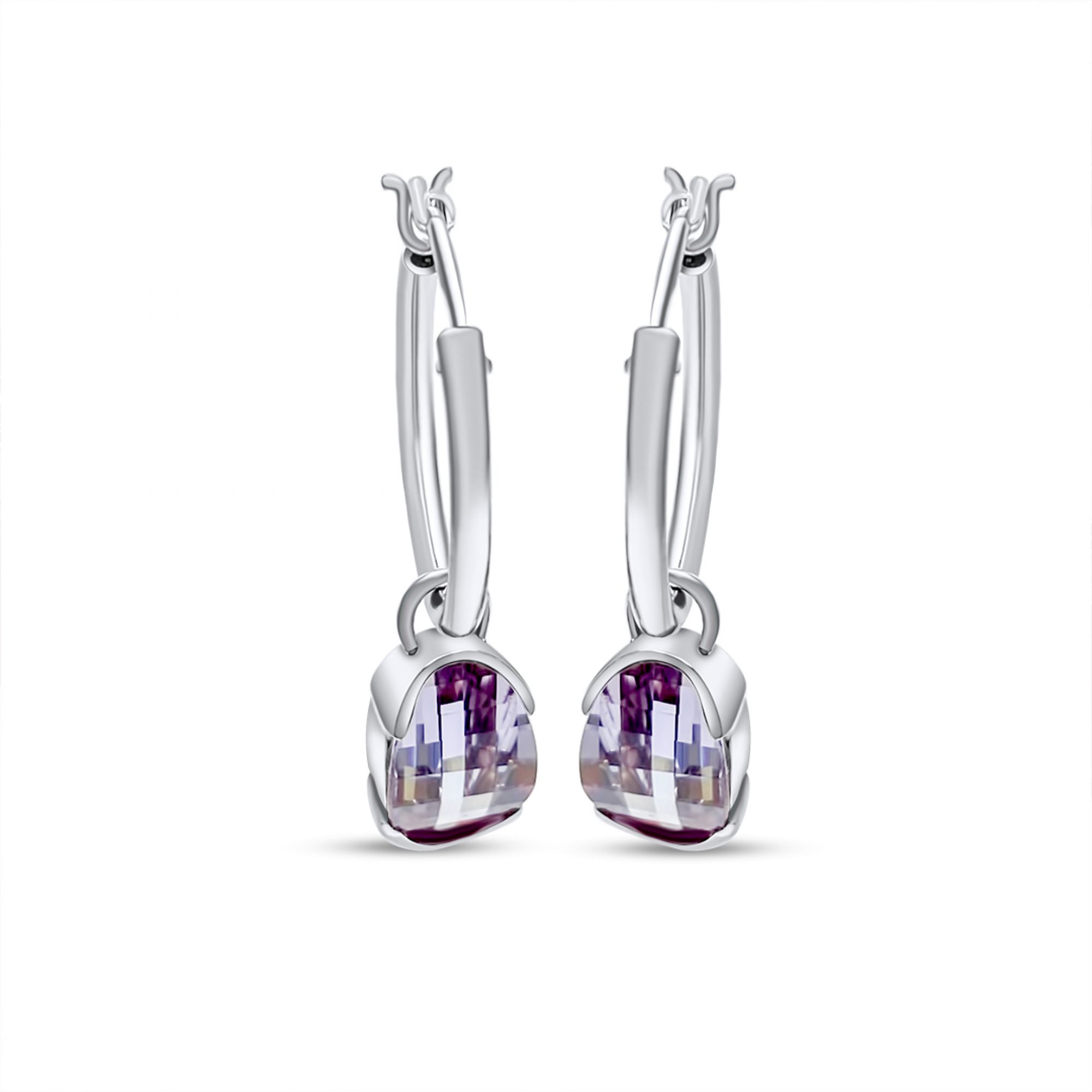 Silver earrings with amethyst stone