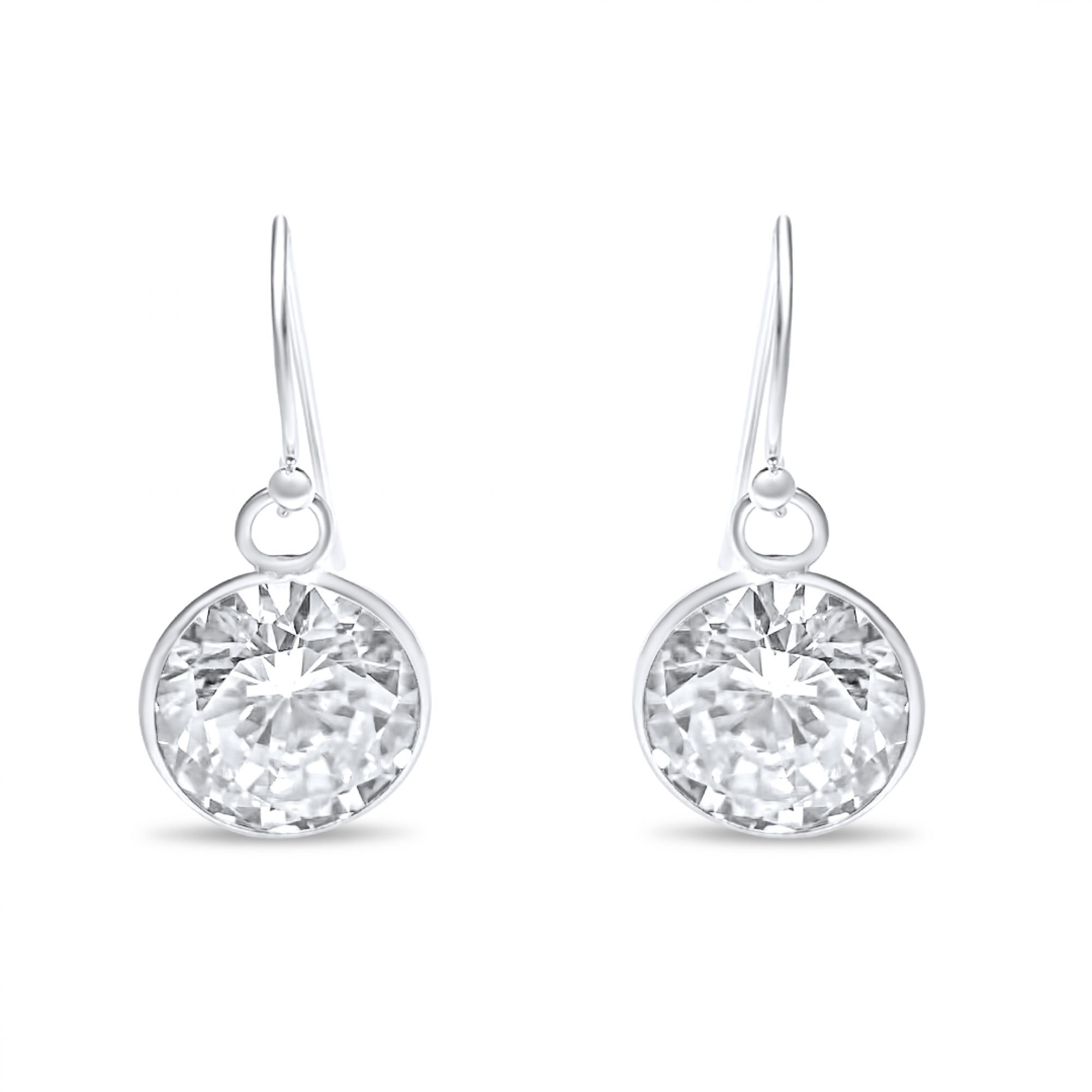 Silver dangle earrings with zircon stone