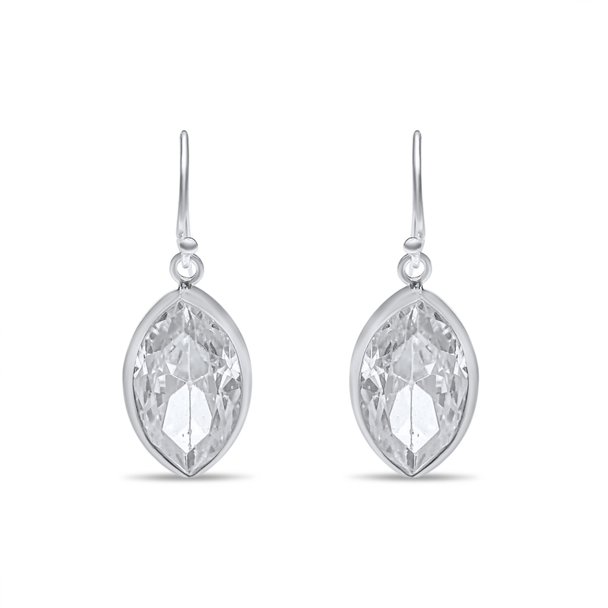 Silver dangle earrings with zircon stone