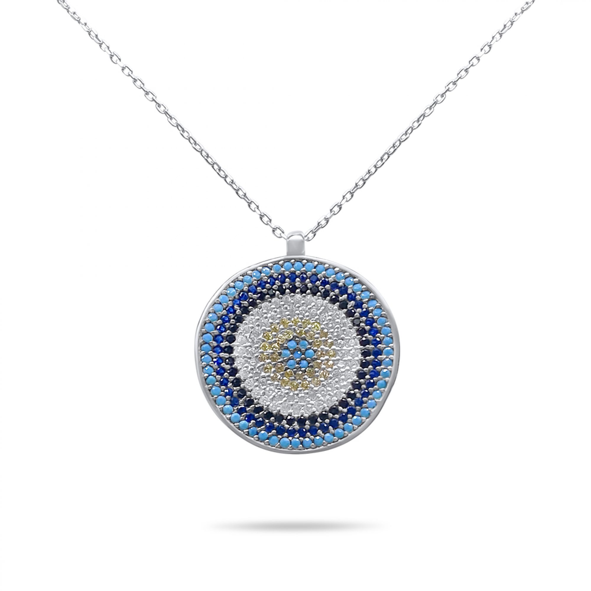 Eye pendant necklace with zircon stones