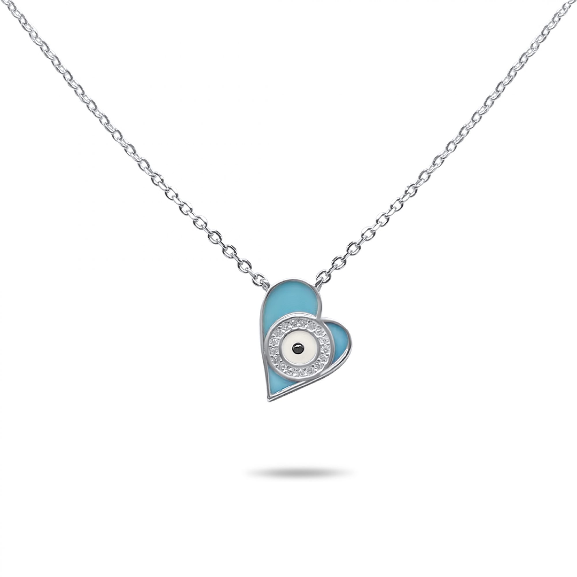 Eye necklace with zircon stones and enamel