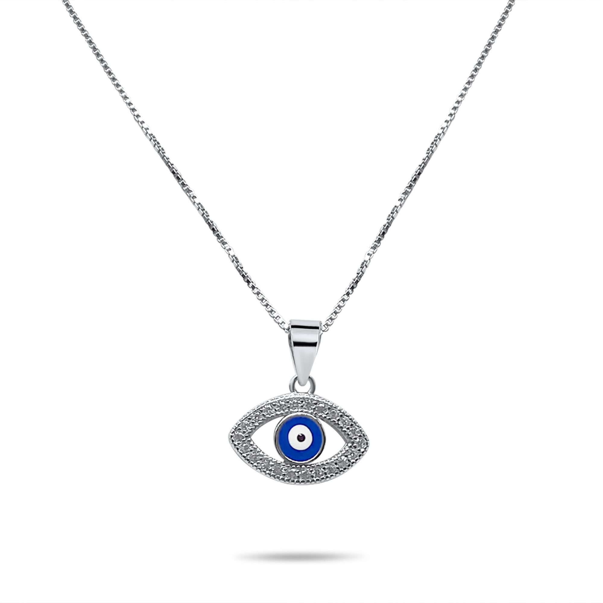 Eye pendant necklace with zircon stones