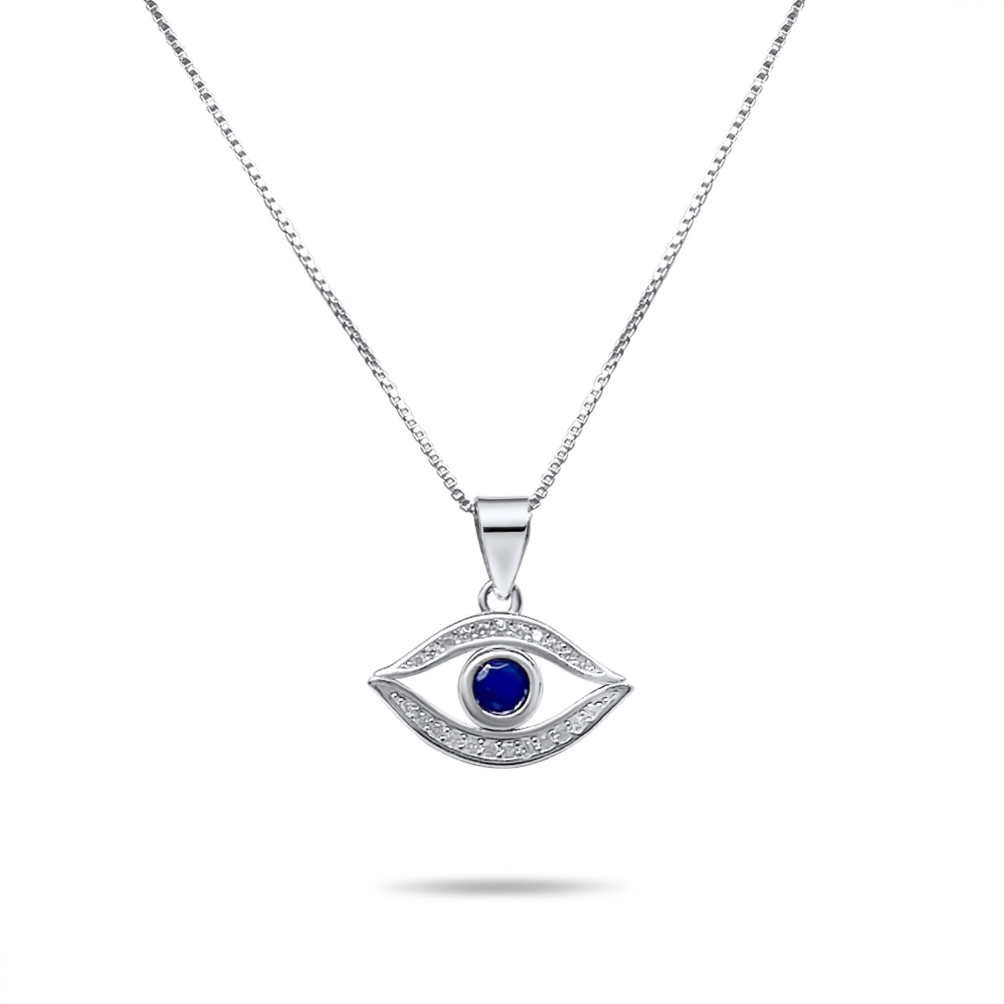 Eye pendant necklace with zircon stones