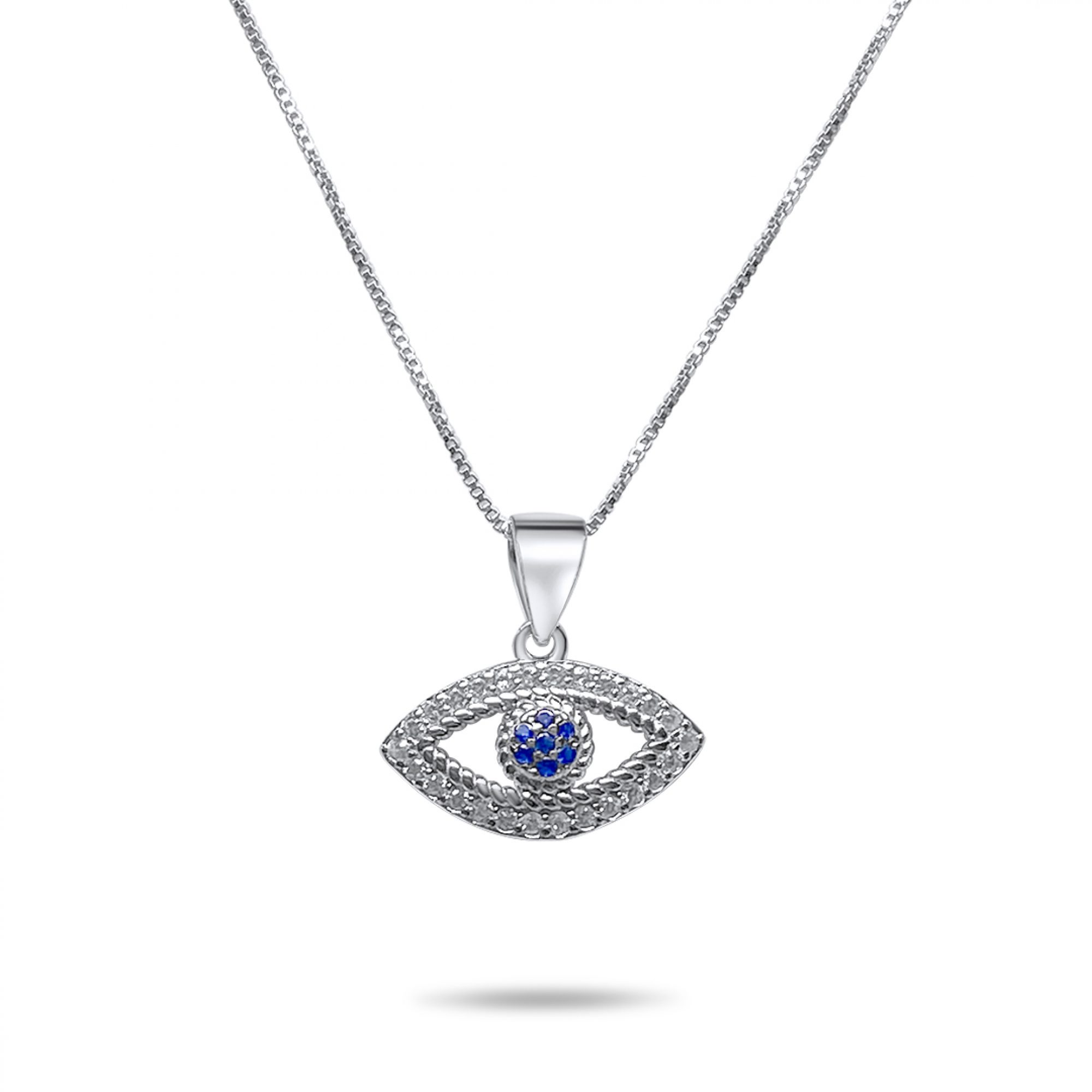 Eye pendant necklace with zircon stones