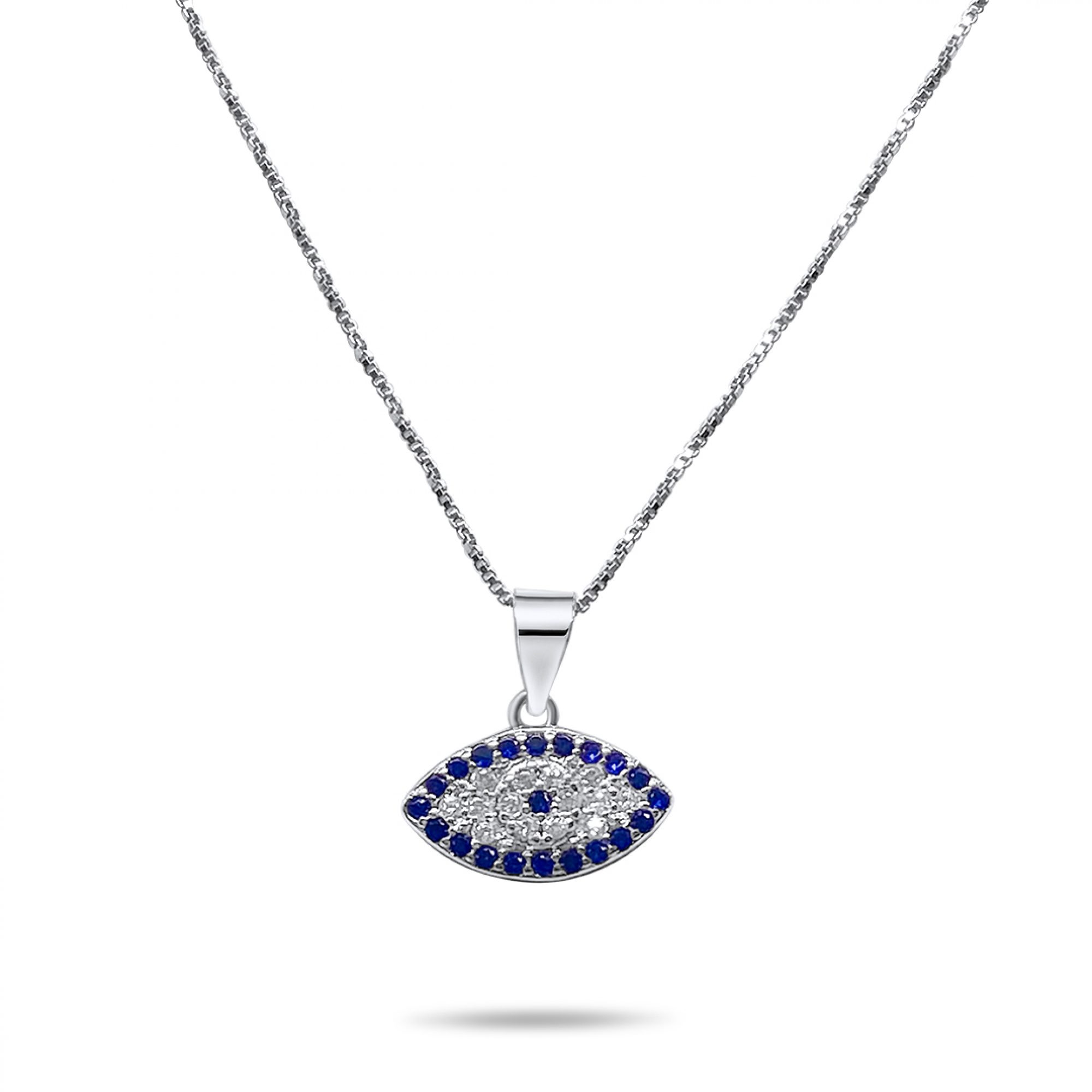 Eye pendant necklace with zircon stones